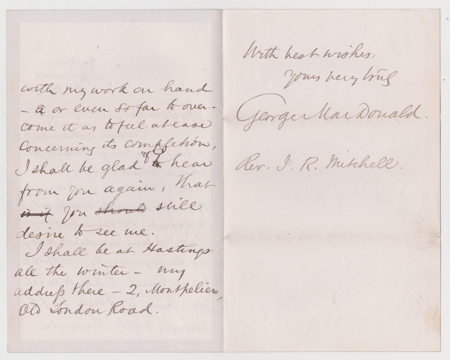 1870 GEORGE MACDONALD. Fine 3pp Autograph Letter by C. S. Lewis' Inspiration. Finely Preserved.