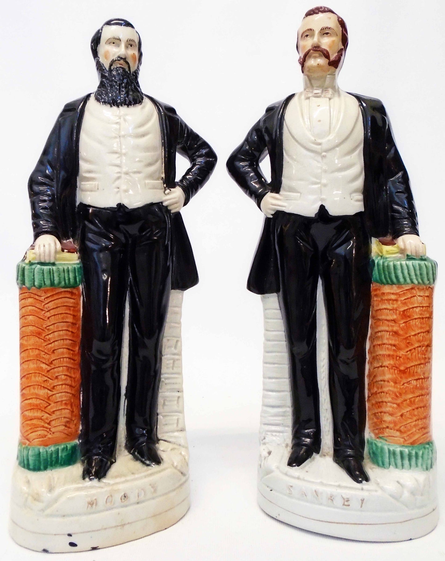 1874 D. L. MOODY & IRA D. SANKEY. Large Format Staffordshire Statues Issued for 1874 Revival!
