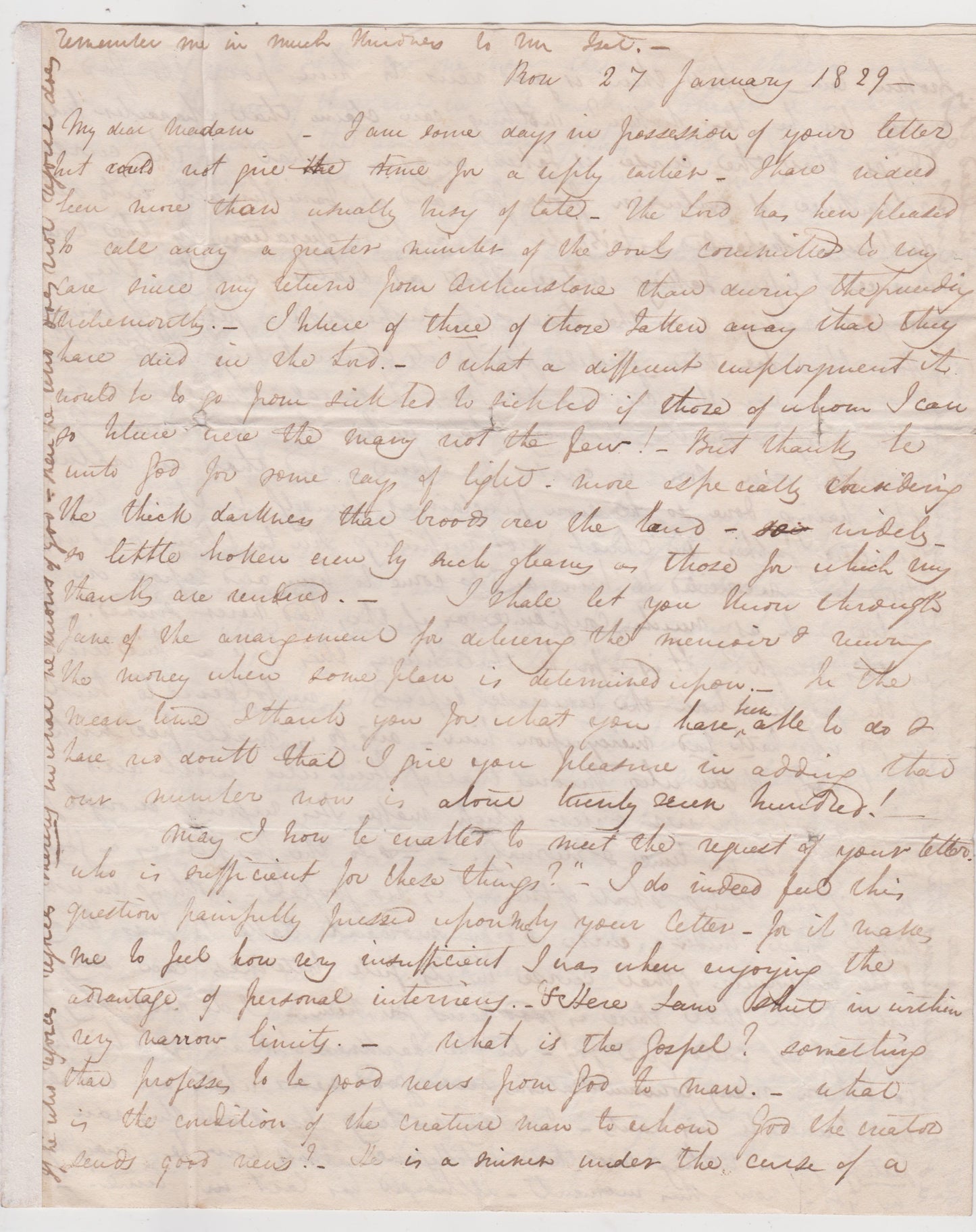 1829 JOHN McLEOD CAMPBELL. Important Autograph Letter on Atonement by Influential Scottish Theologian.