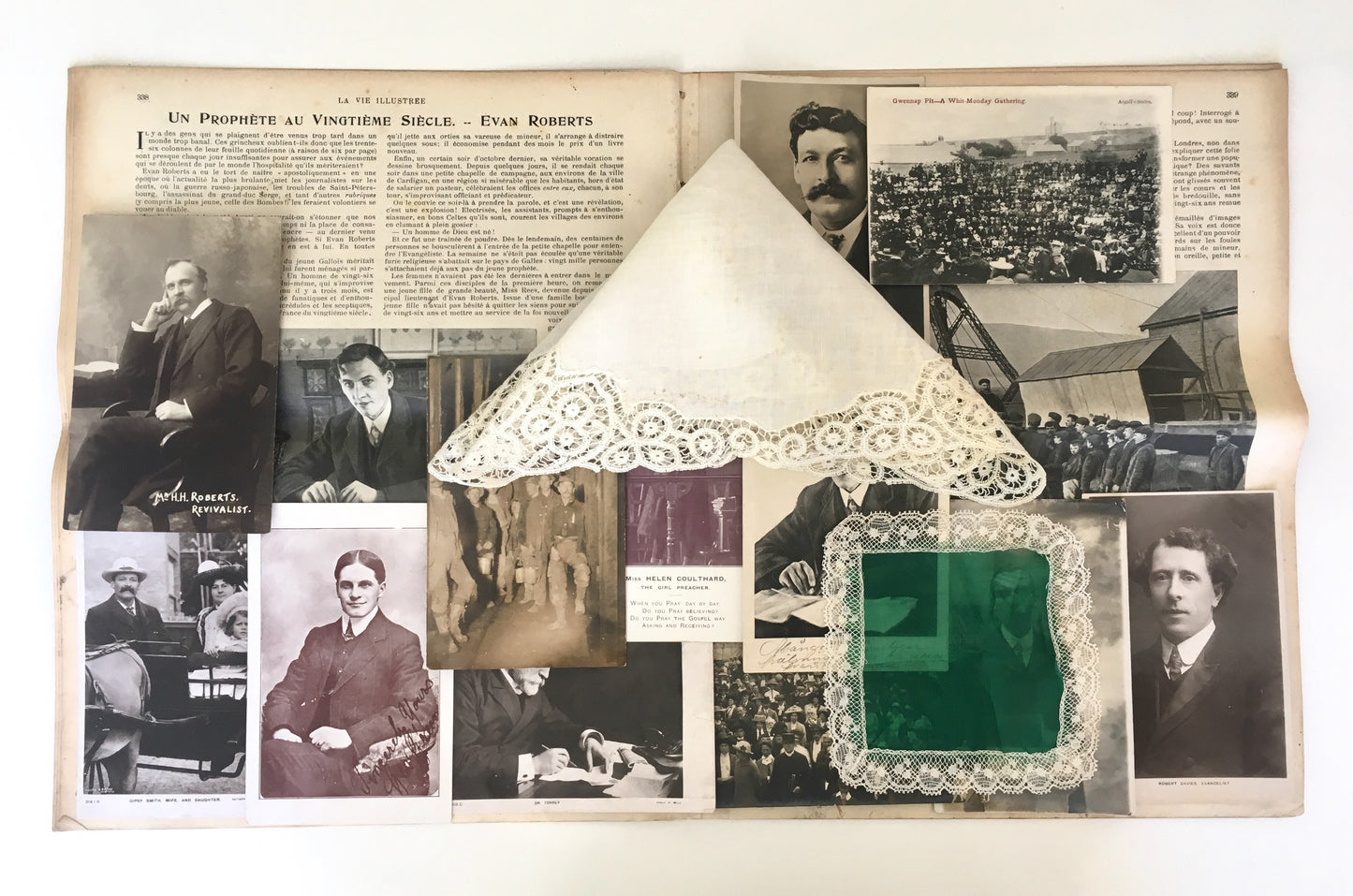 1905 EVAN ROBERTS & SMITH WIGGLESWORTH. Handkerchiefs of Famous Revivalists