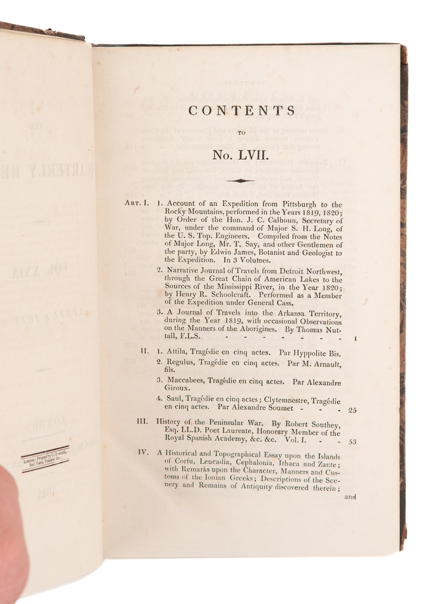 1823 WILLIAM WILBERFORCE. Formation London Anti-Slavery Society - Tour through Arkansas, etc.