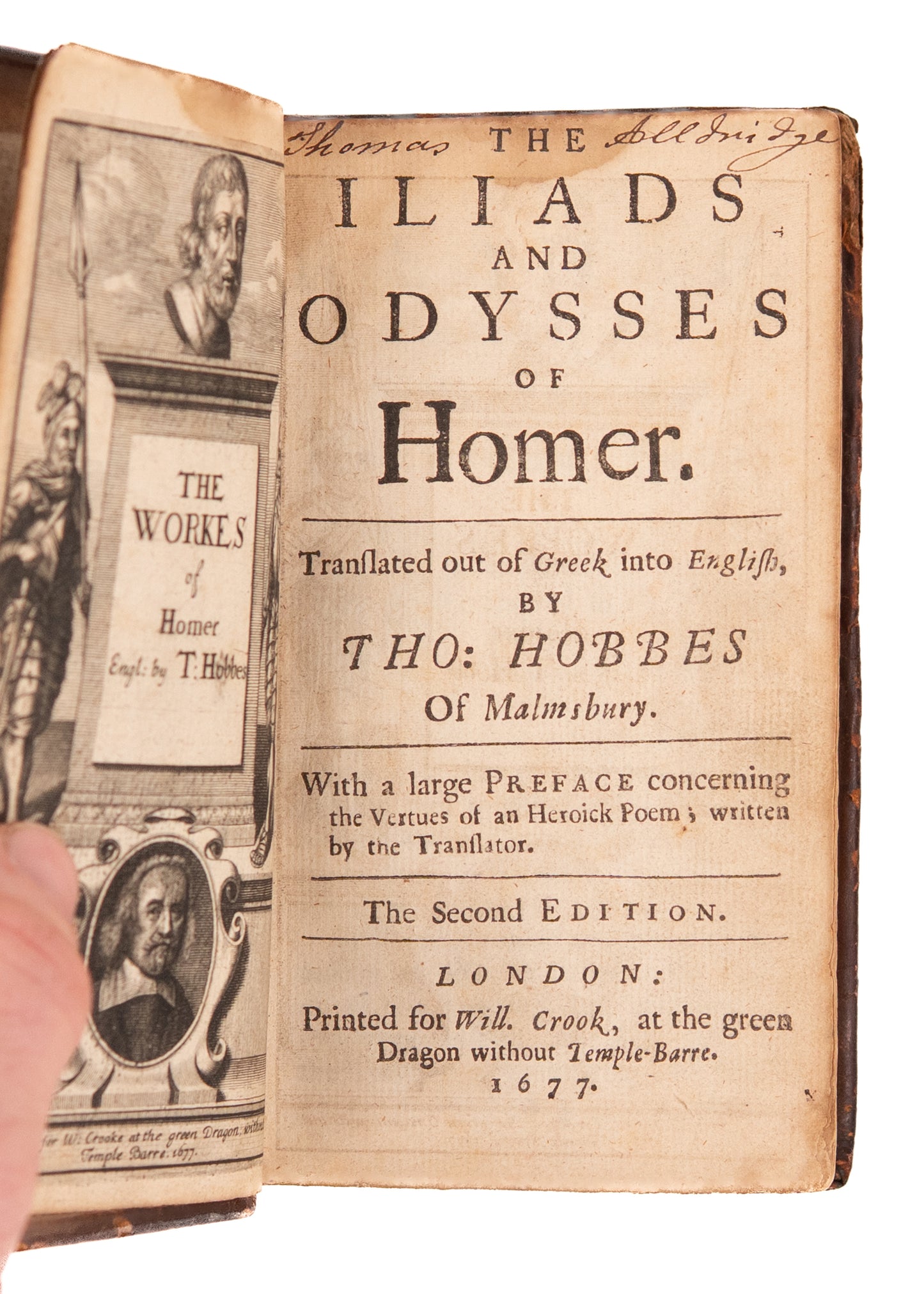 1677 THOMAS HOBBES - HOMER. The Iliads and Odysses of Homer. Rare Anti-Monarchy Works