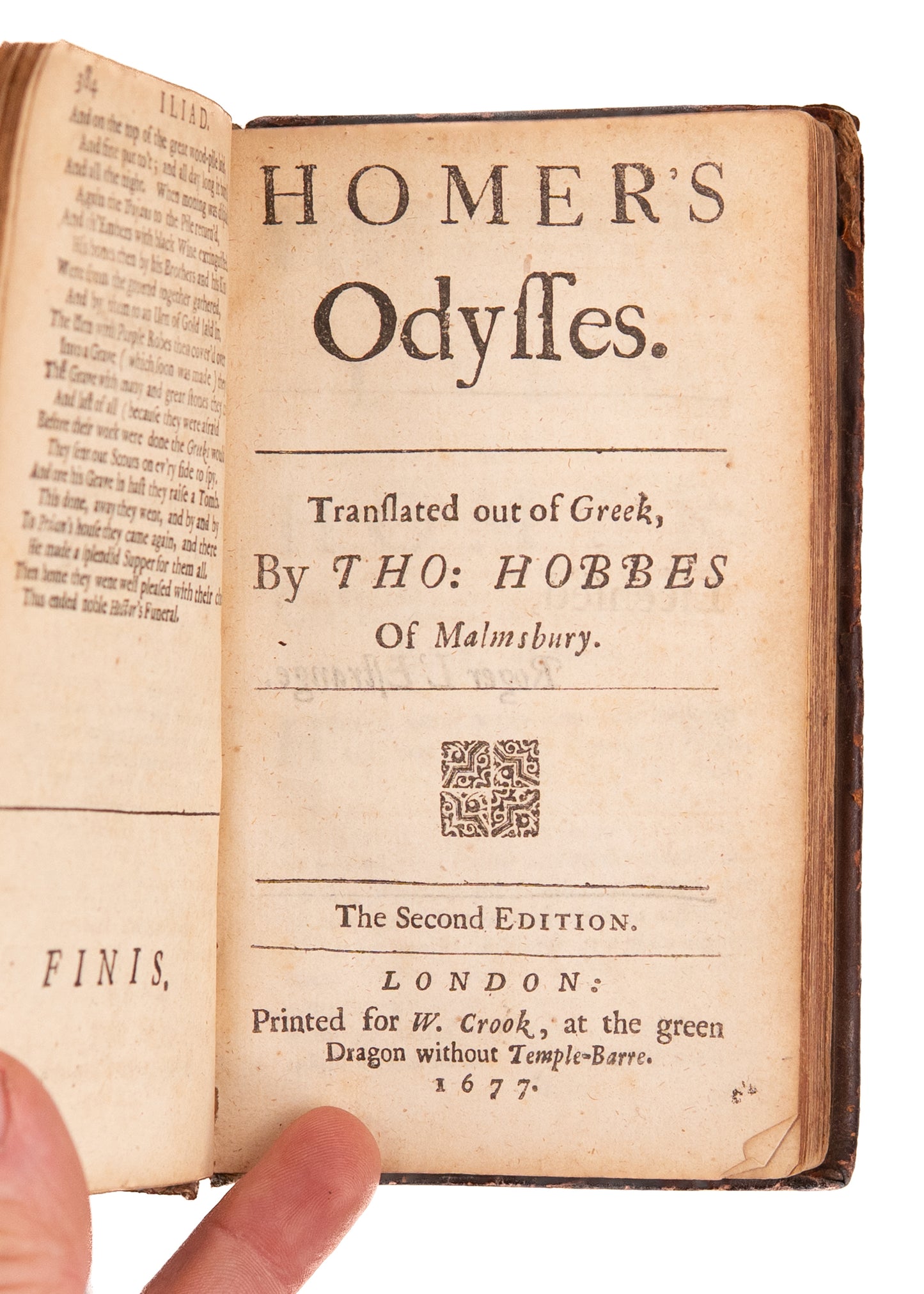 1677 THOMAS HOBBES - HOMER. The Iliads and Odysses of Homer. Rare Anti-Monarchy Works