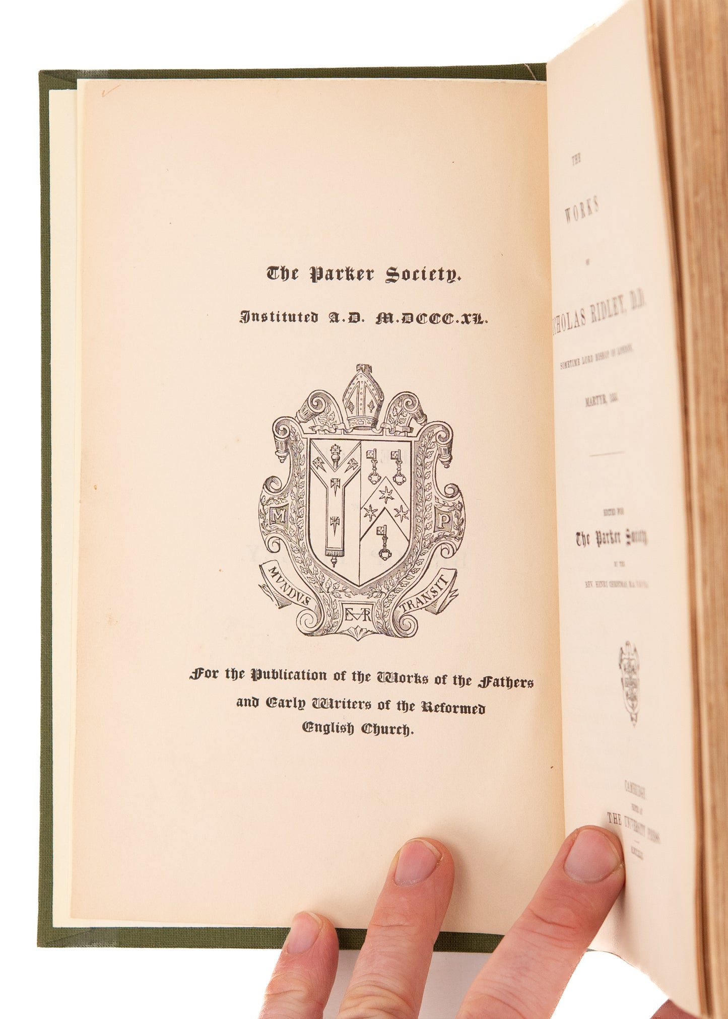 1843 NICHOLAS RIDLEY [1500-1555]. Works of Early Reformation Martyr. Burned at the Stake.