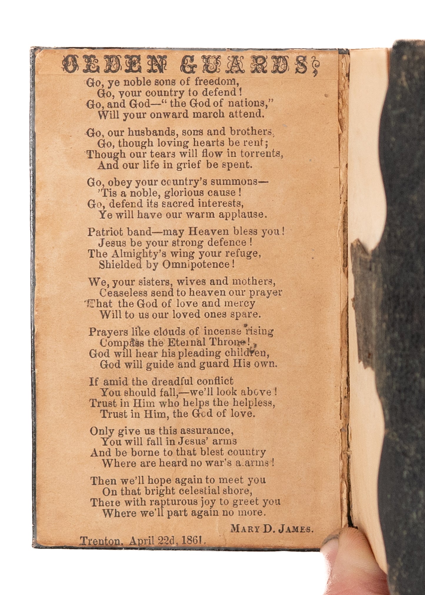 1861 CIVIL WAR BIBLE. Presented 10 Days After Commencement of Hostilities. Soldiers Senses Death.