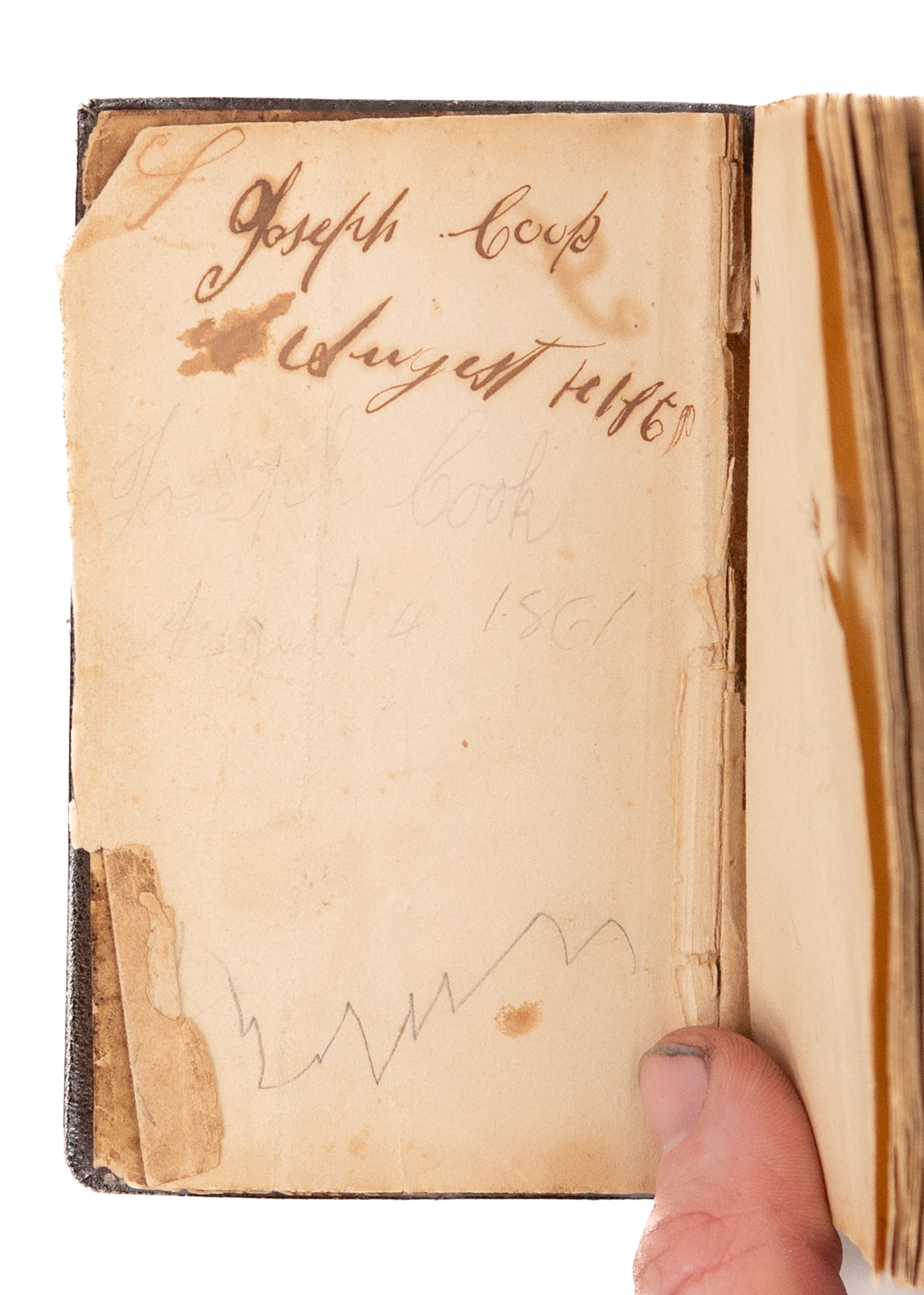 1861 CiVIL WAR BIBLE. For Joseph Cook, Mustered August, 1861. With Handwritten Notes!