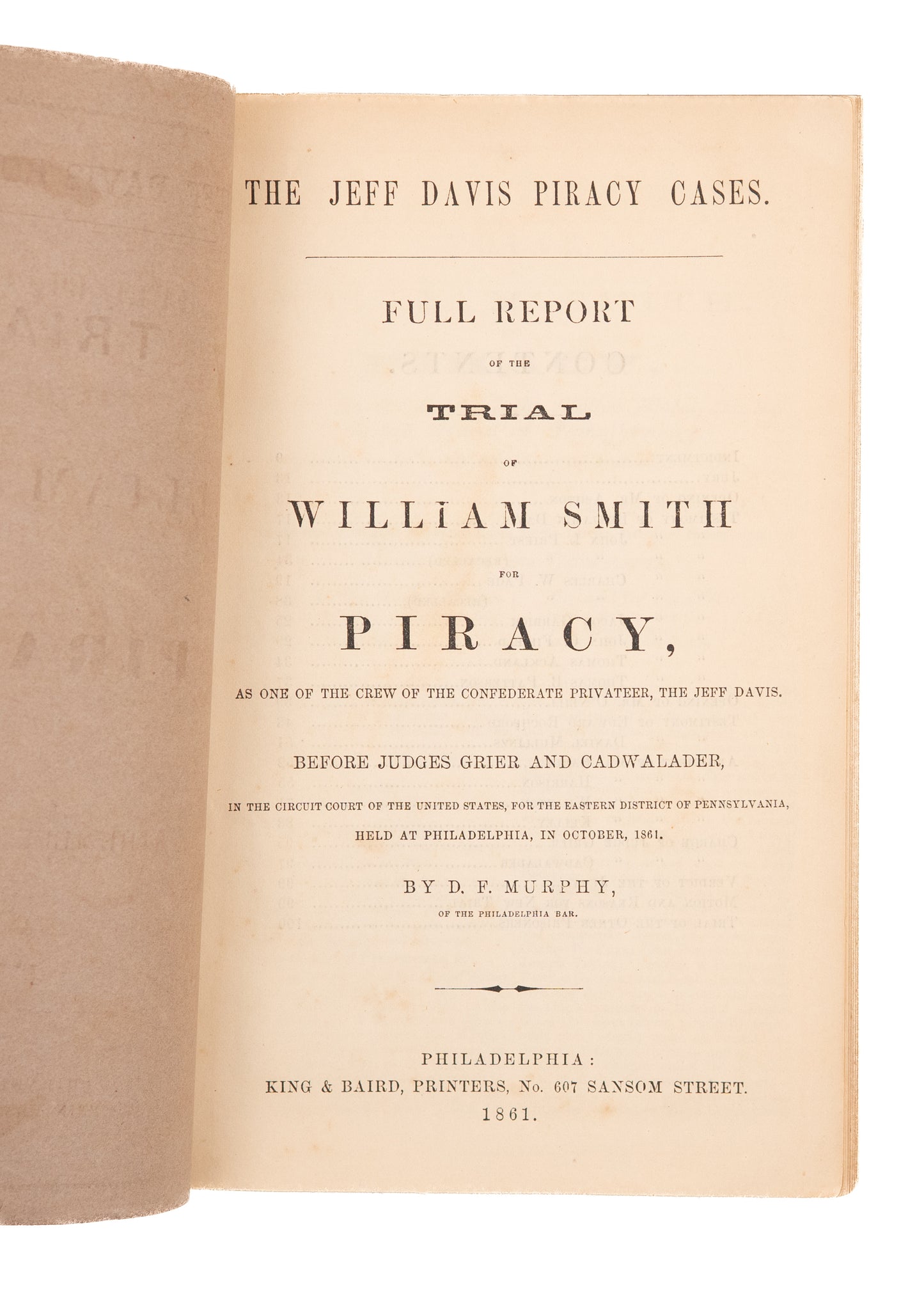 1861 CIVIL WAR - CONFEDERATE PIRACY.  Trial and Hanging of William Smith for Piracy.