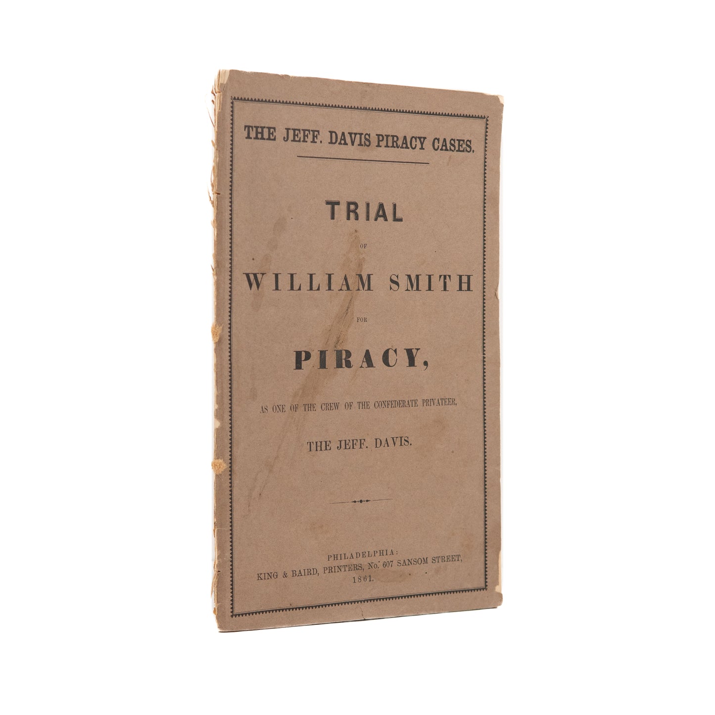 1861 CIVIL WAR - CONFEDERATE PIRACY.  Trial and Hanging of William Smith for Piracy.