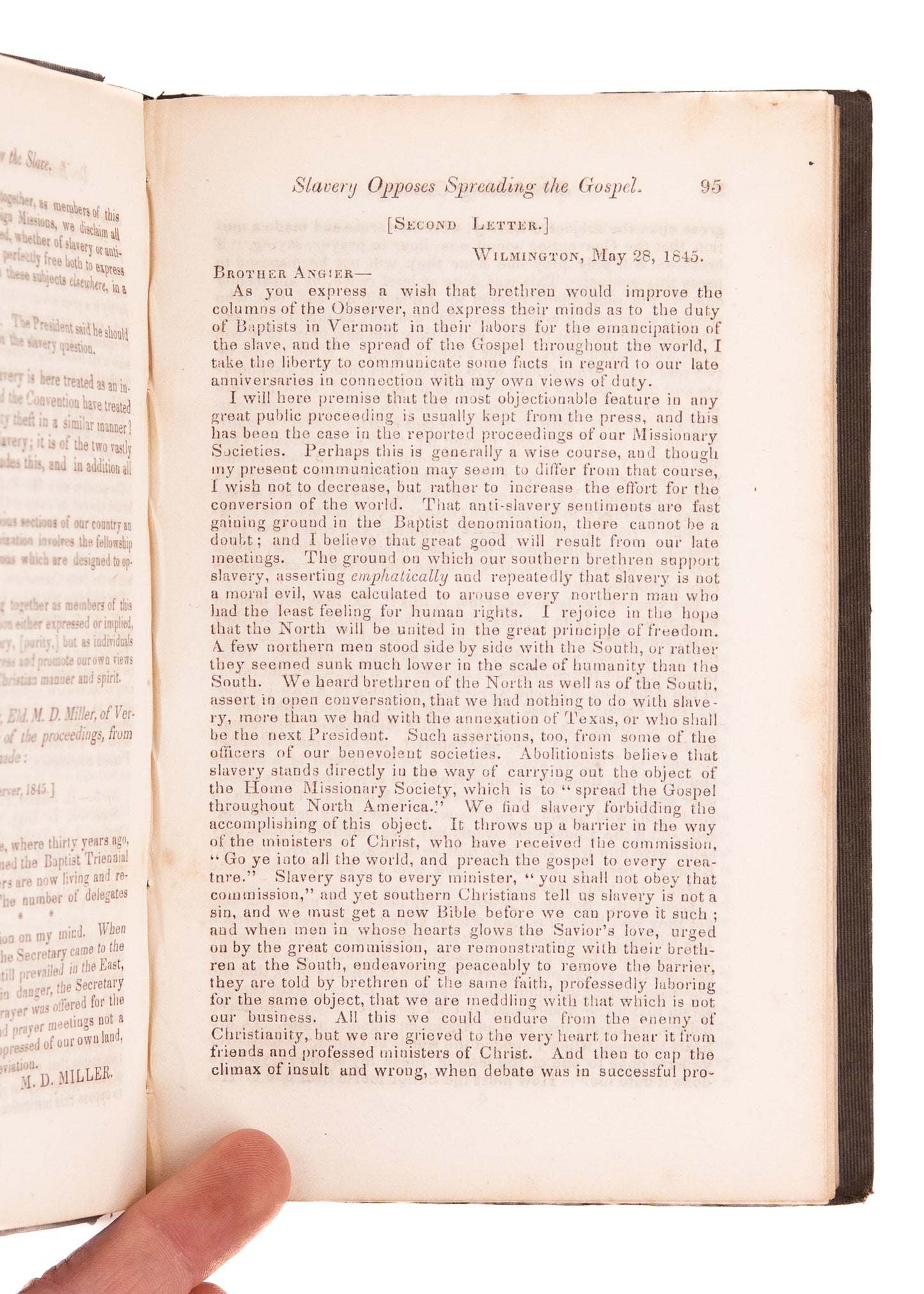 1850 BAPTISTS & SLAVERY. Very Scarce Work that Led to the Creation of the Southern Baptist Convention.