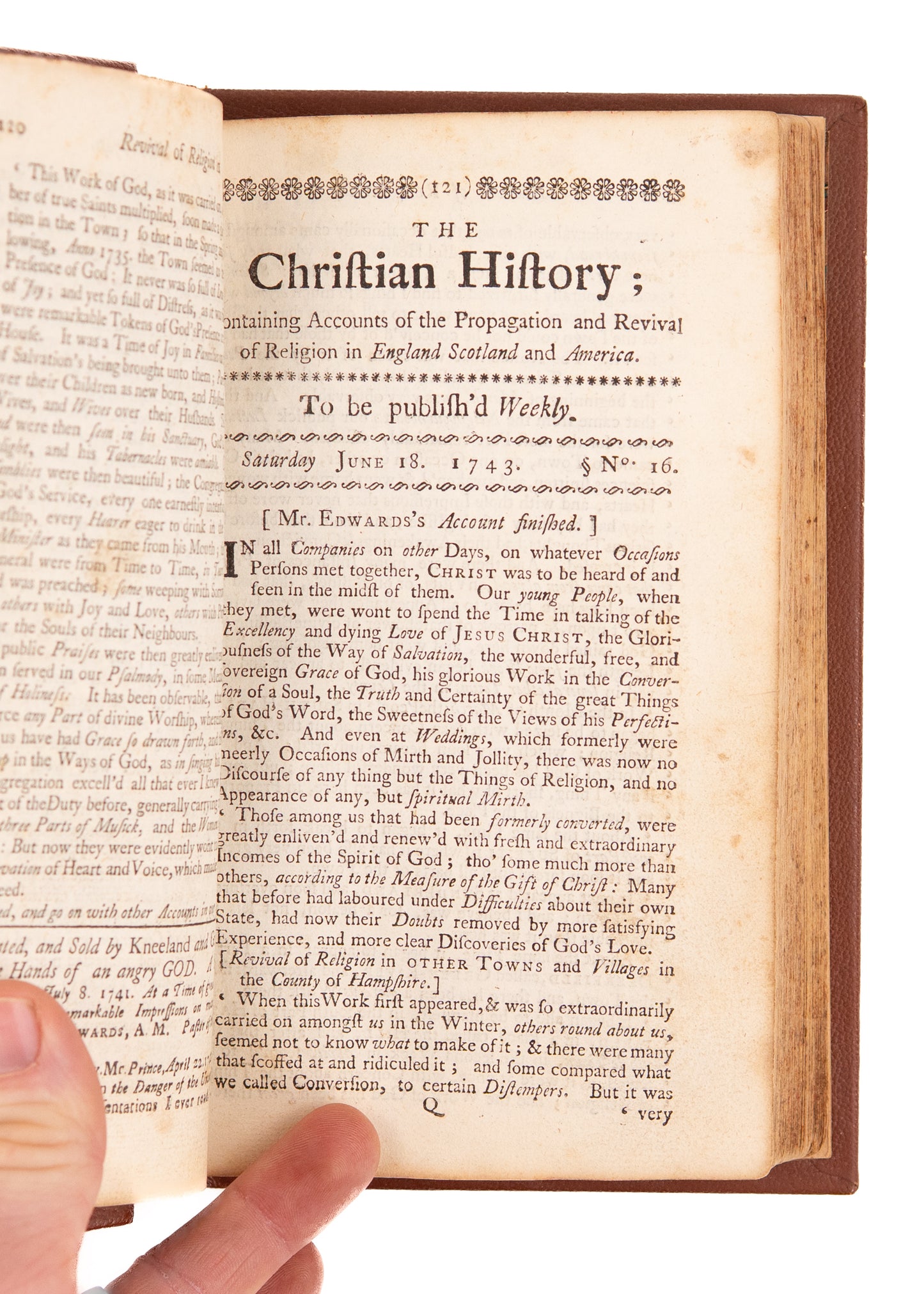 1744 THOMAS PRINCE. First Religious Periodical in America, Jonathan Edwards Contributor