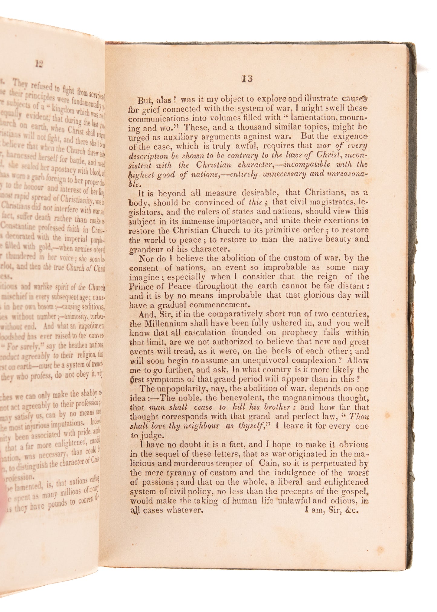 1818 CHRISTIAN PACIFISM. Early Baptist - Presbyterian Argues Violence of all Kinds beneath the Gospel of Jesus.