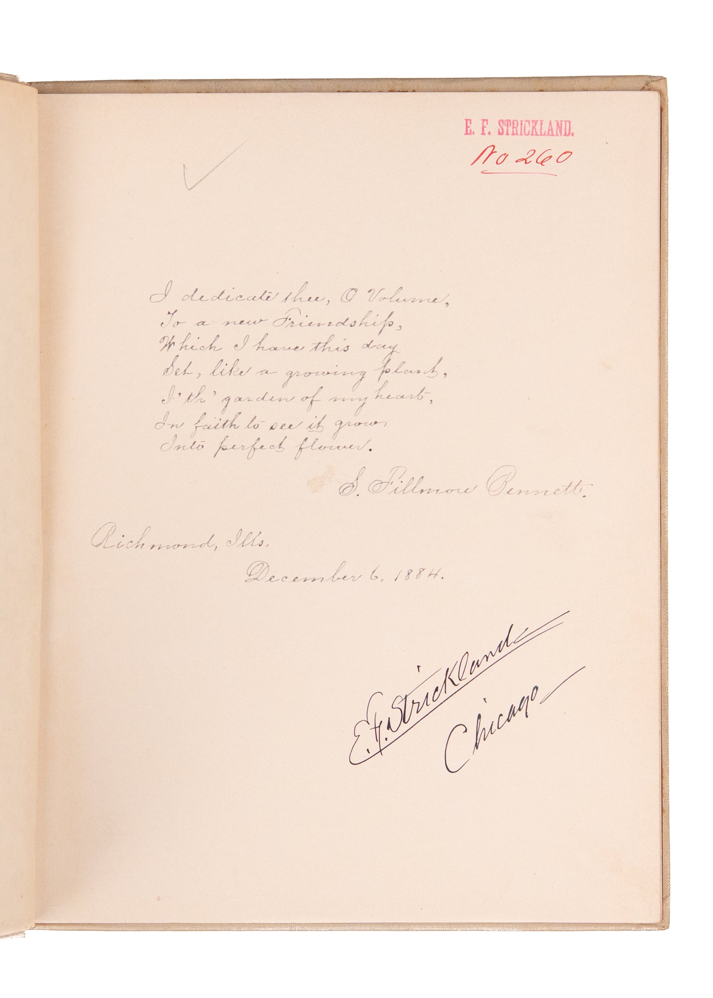 1885 S. FILLMORE BENNETT. Pristine Signed Decorative Fine Imprint of Hymn, "Sweet By and By."