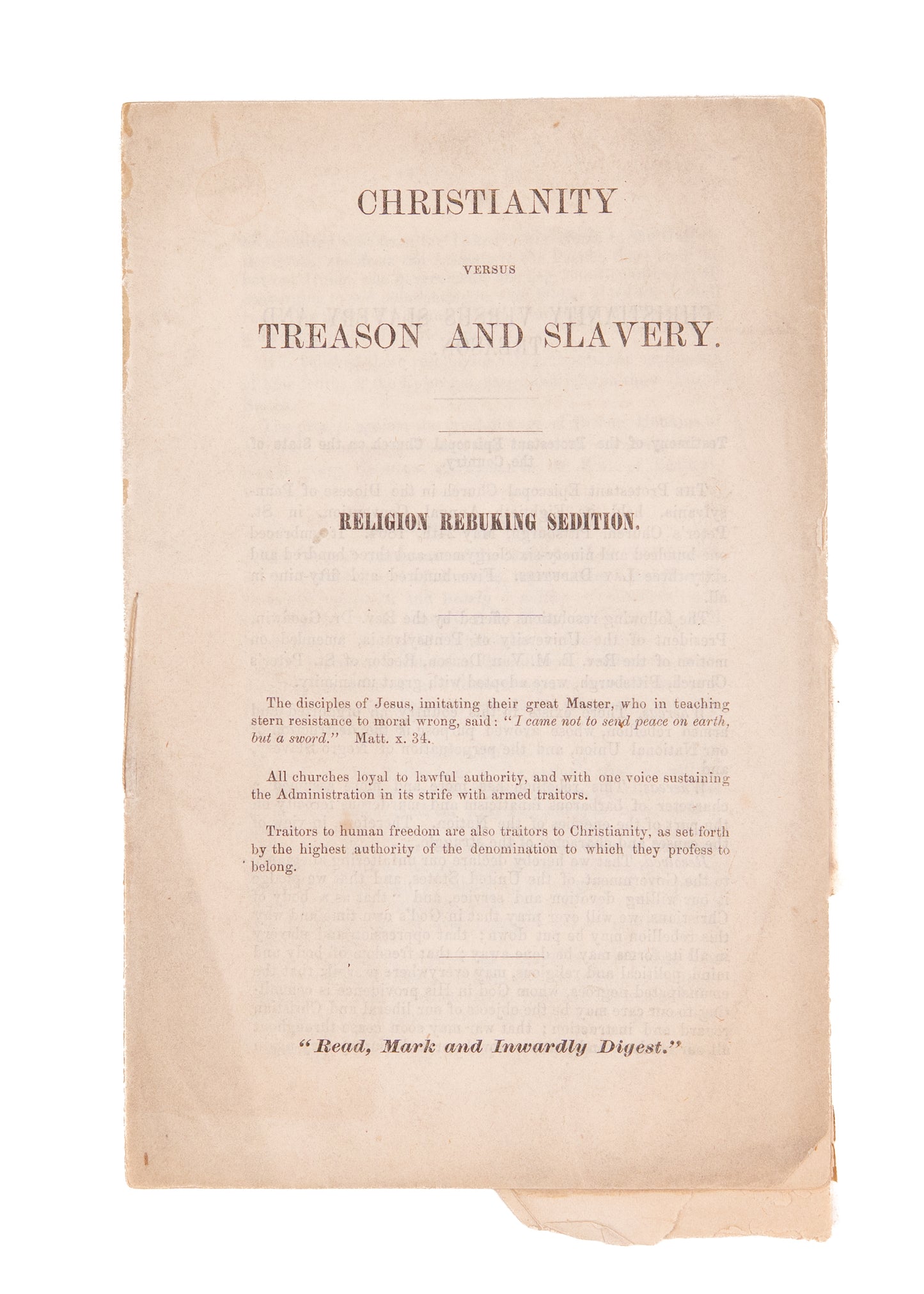 1864 THE CONFEDERACY ANTI-CHRISTIAN. Slavery and Treason both Heresy. Abraham Lincoln Praises the Methodists.