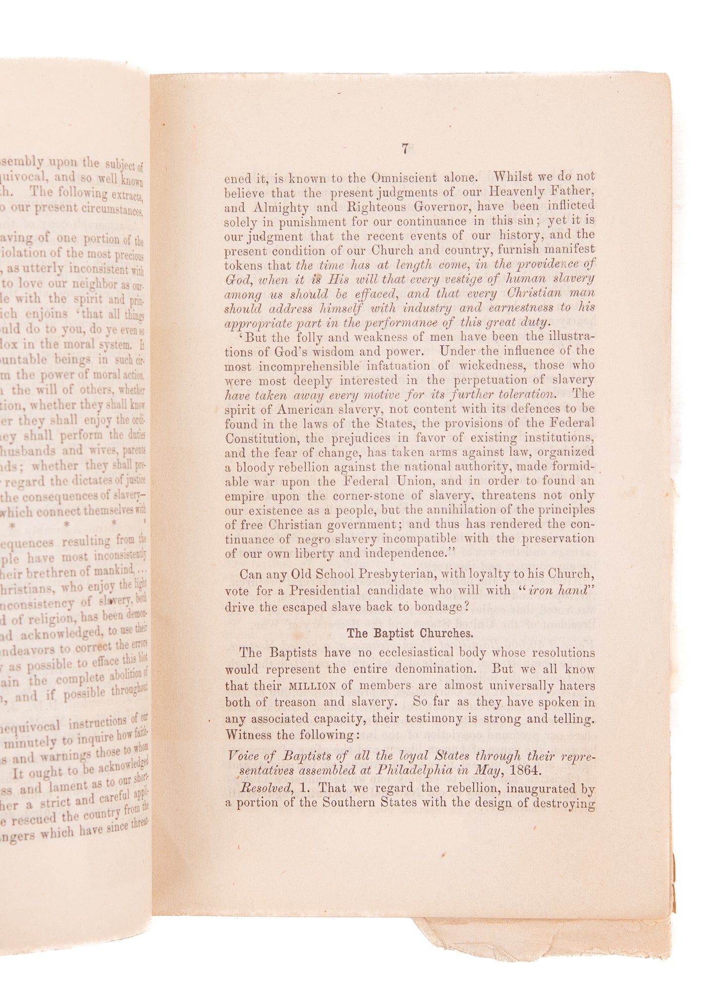 1864 THE CONFEDERACY ANTI-CHRISTIAN. Slavery and Treason both Heresy. Abraham Lincoln Praises the Methodists.