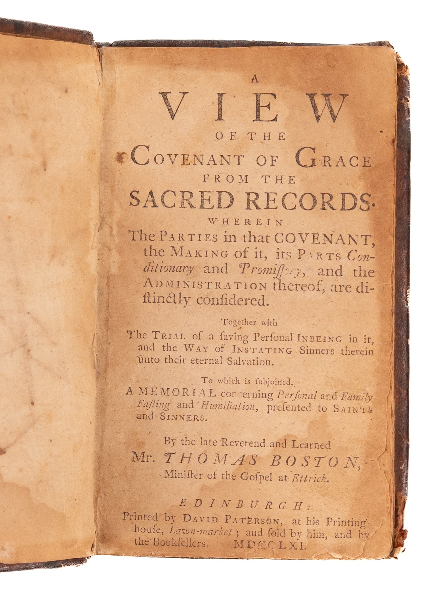 1761 THOMAS BOSTON. A View of the Covenant of Grace. Scottish Presbyterian - Puritan.