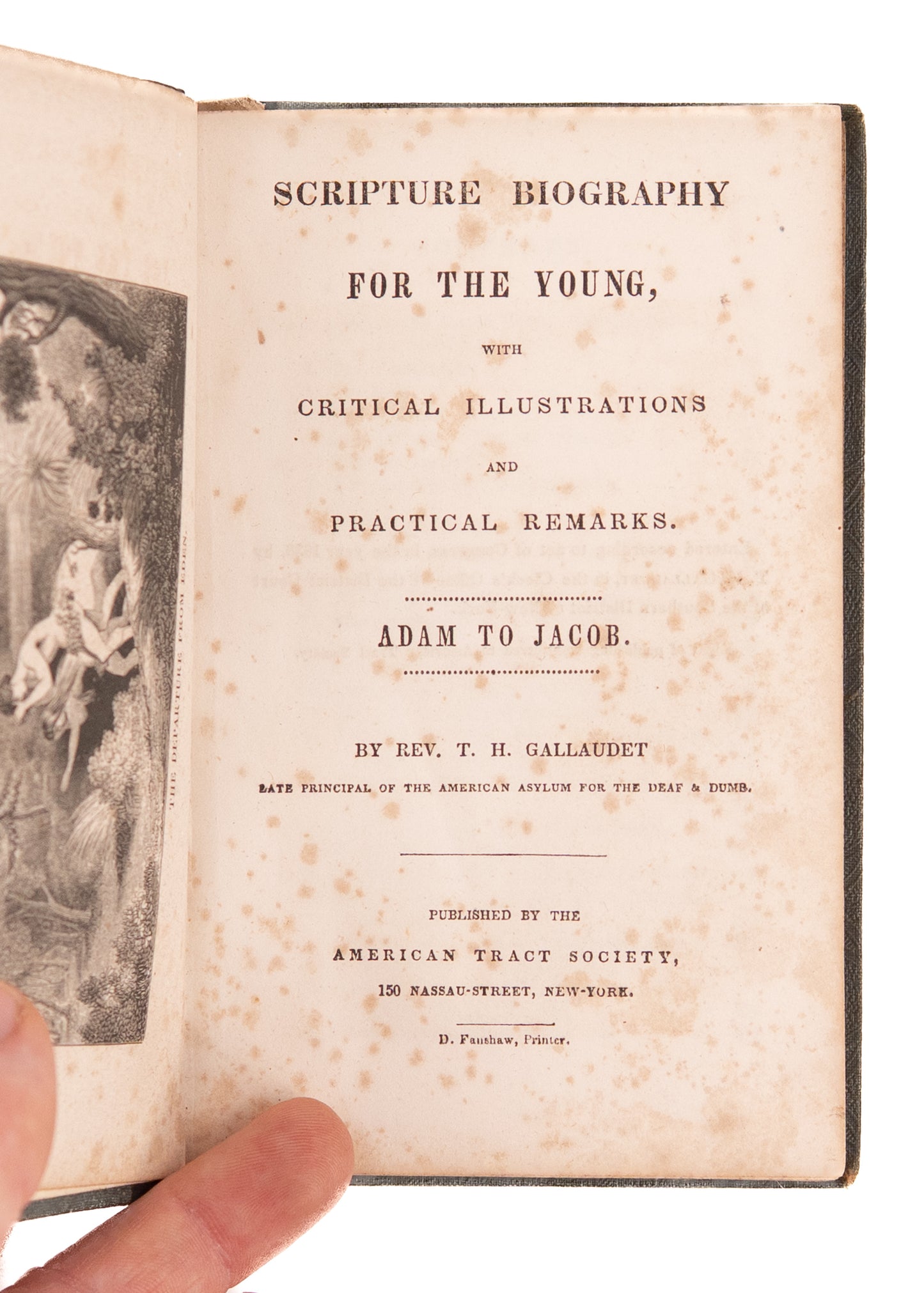 1843 T. H. GALLAUDET. Scripture Biography for the Young in 7 Volumes. Rare Complete Set - Juvenile Devotion - ASL - Deaf.