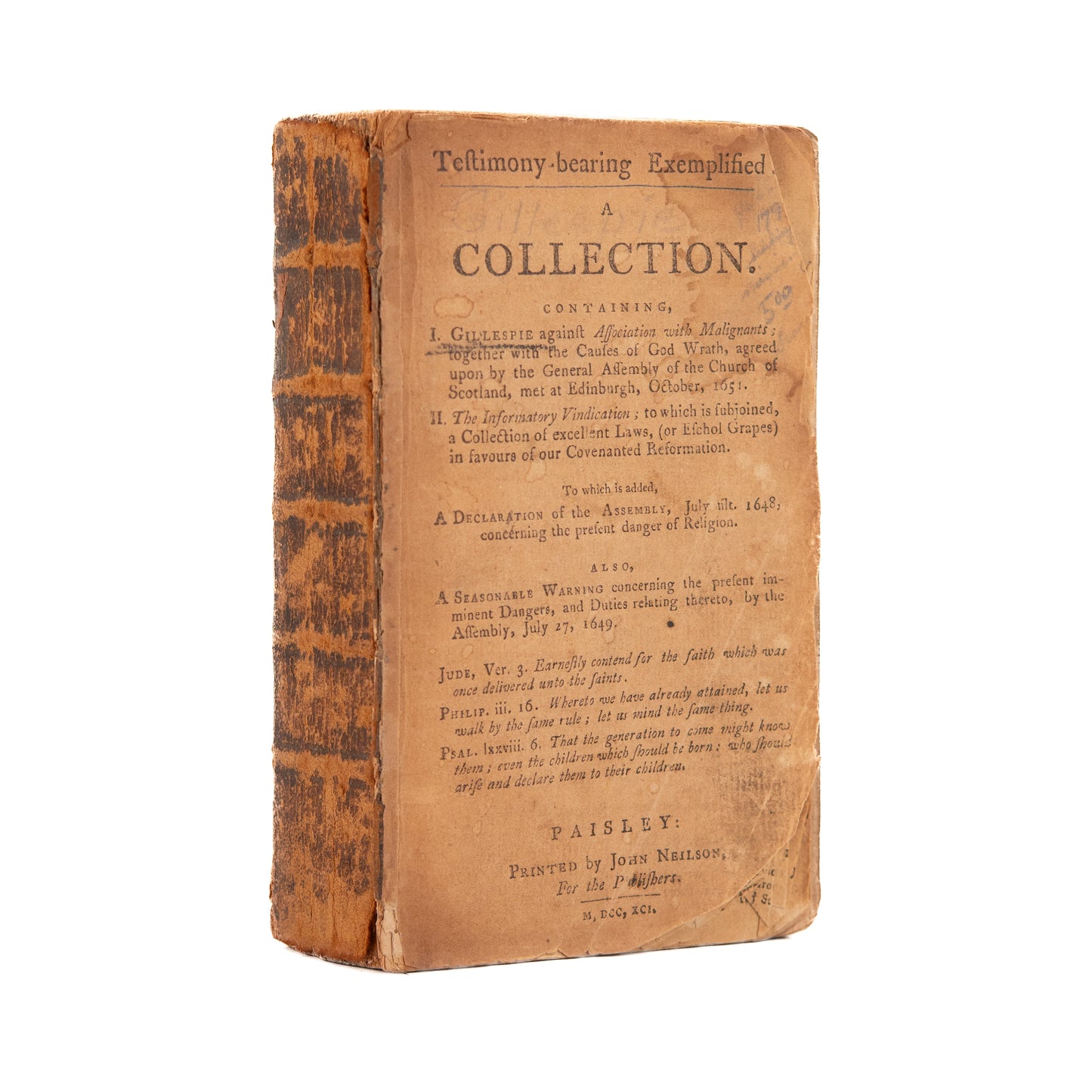 1791 SCOTTISH COVENANTERS. Cause of God's Wrath - Westminster Assembly - Killing Times.