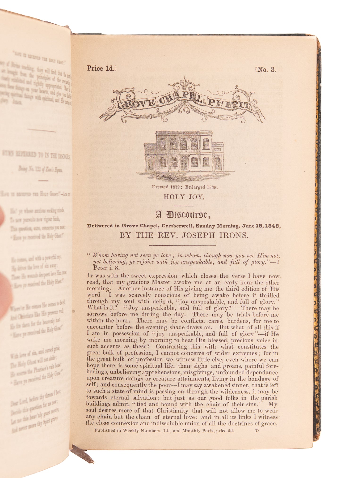 1855 JOSEPH IRONS. The Grove Chapel Pulpit. Three Complete Years. Superb Particular Baptist Sermons.