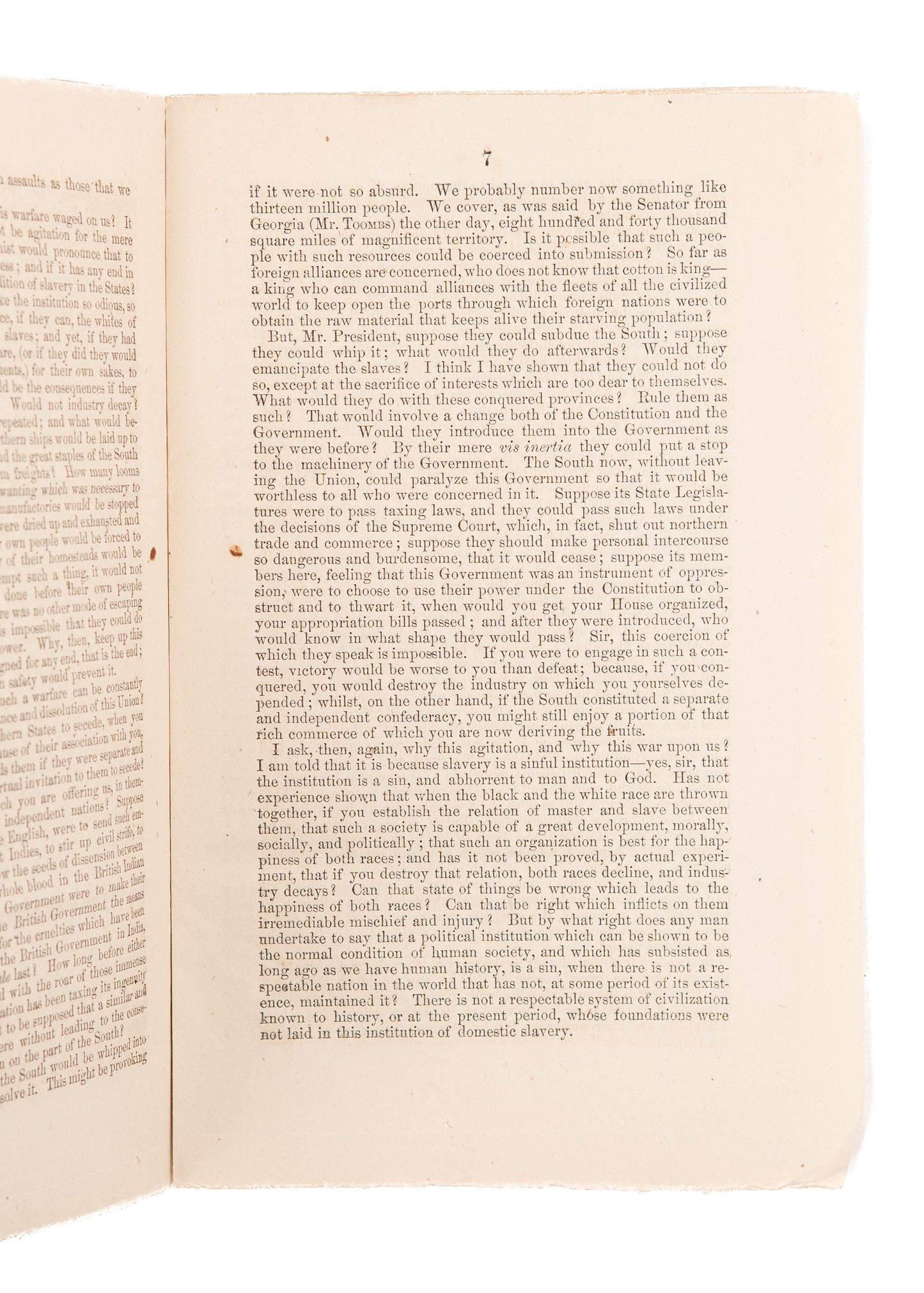 1860 JOHN BROWN. Confederate Secretary of State Argues John Brown an Invasion. Pro-Slavery.