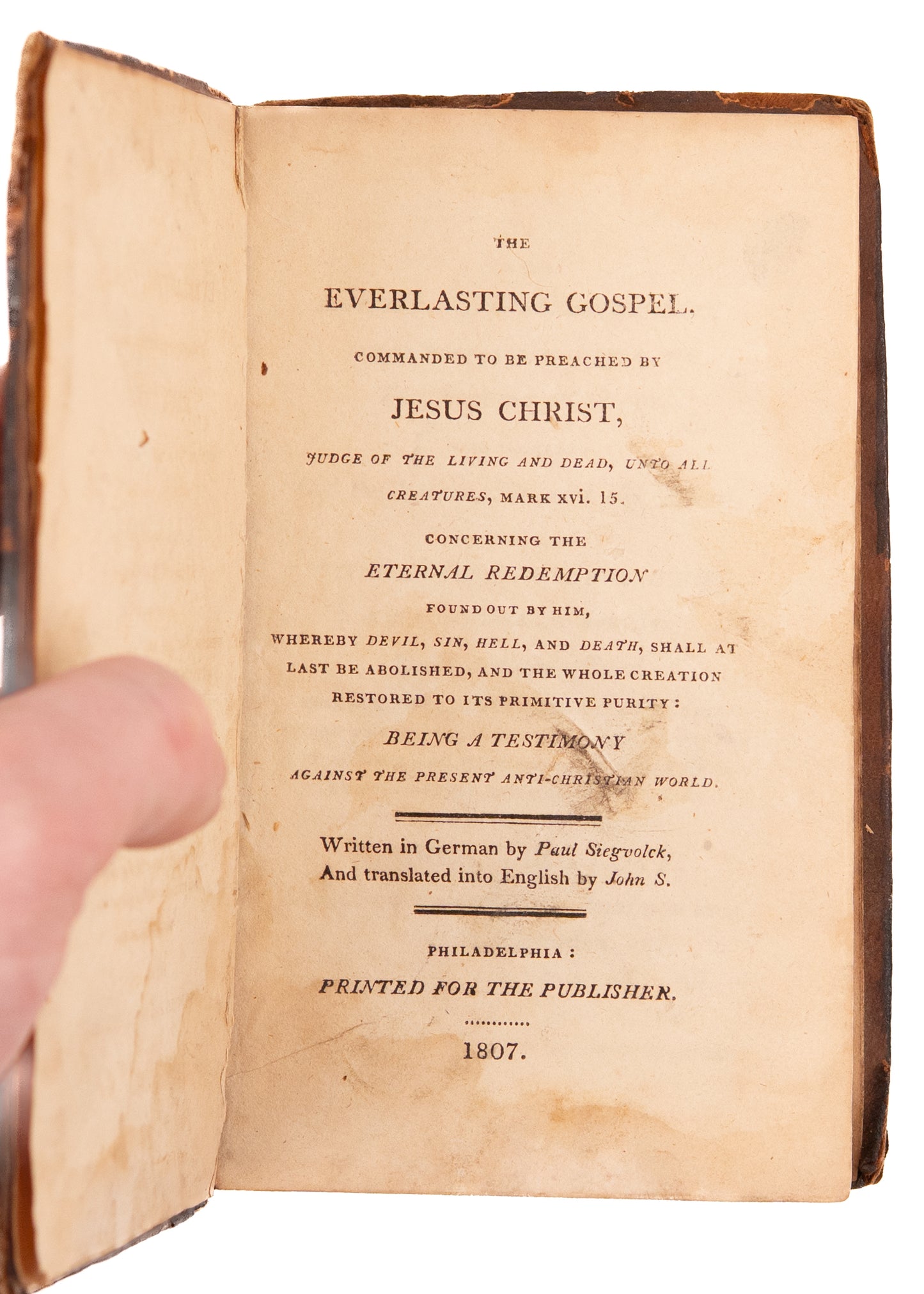 1807 UNIVERSAL RECONCILIATION. Rare American Imprint of Christian Universalist Foundational Text.