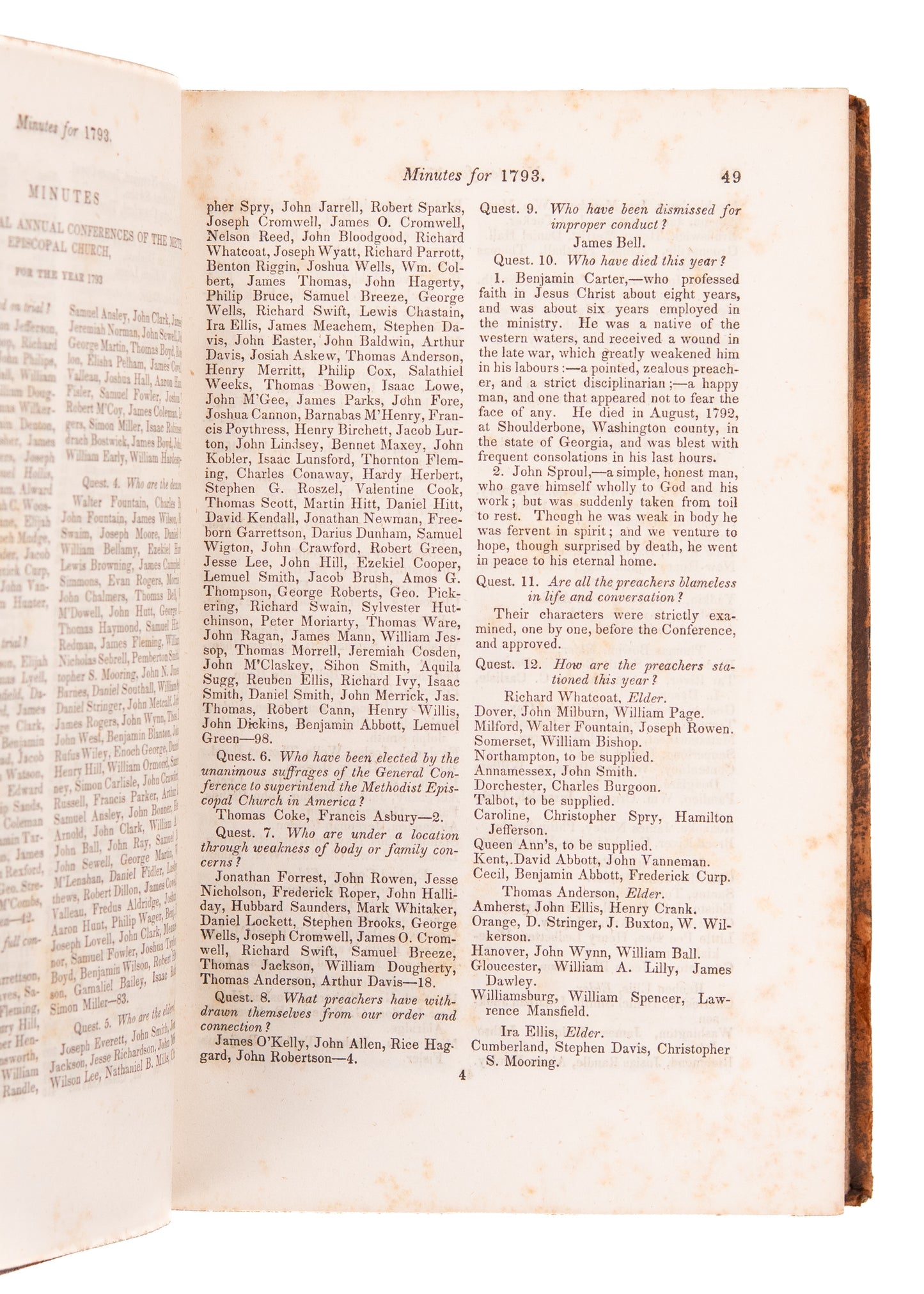 1773-1846 AMERICAN METHODIST. All the Minutes of the Annual Conference from 1773 Forward. Excellent Content.