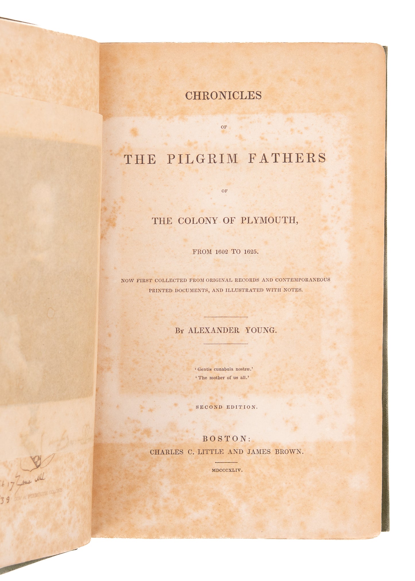 1844 PURITANISM IN AMERICA. Chronicles of the Pilgrim Fathers of Plymouth Colony - 1602-1625.