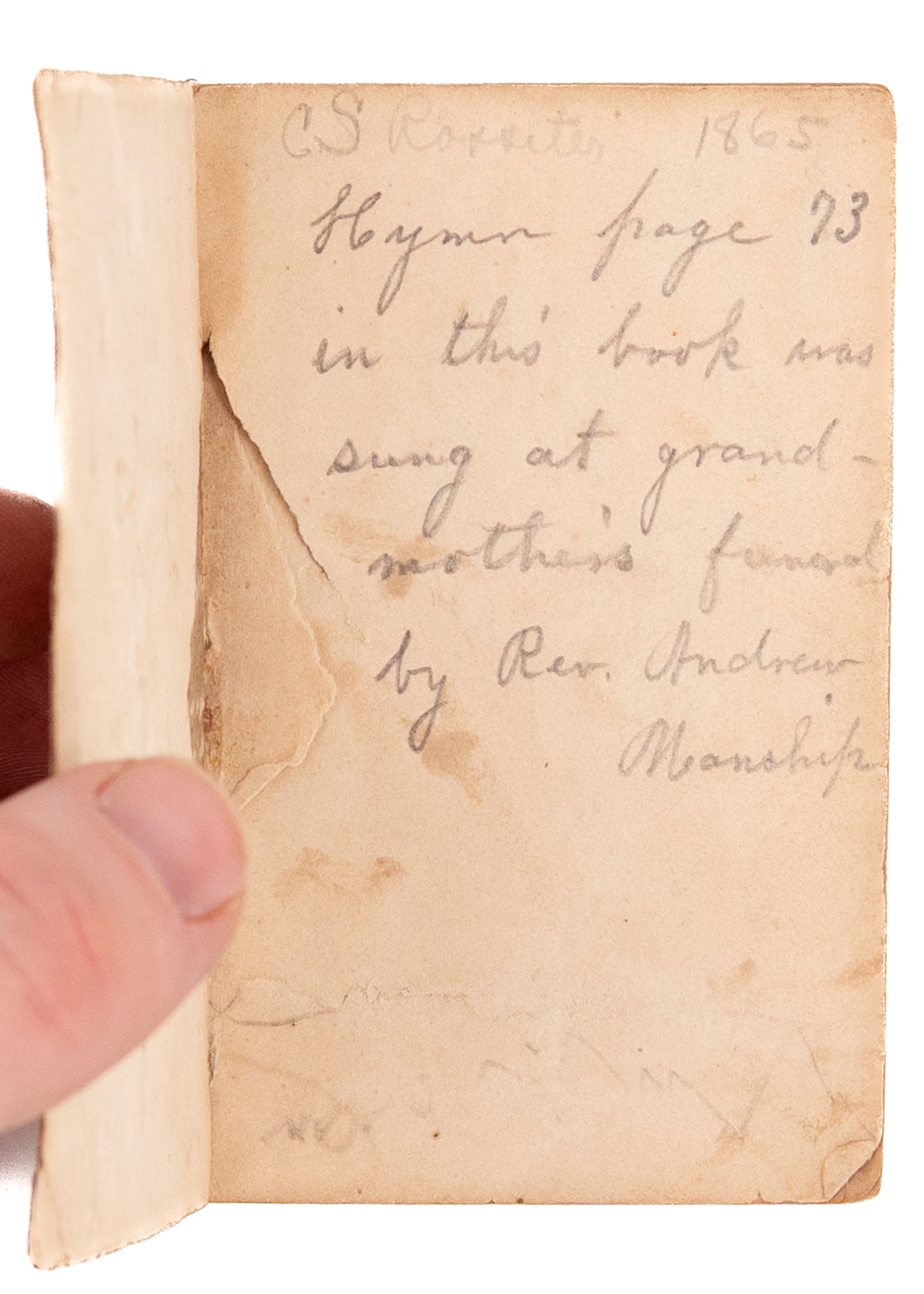 1862 CIVIL WAR CAMP MEETINGS. Rare Andrew Manship, Tent Revivalist Civil War Pocket Hymnal.