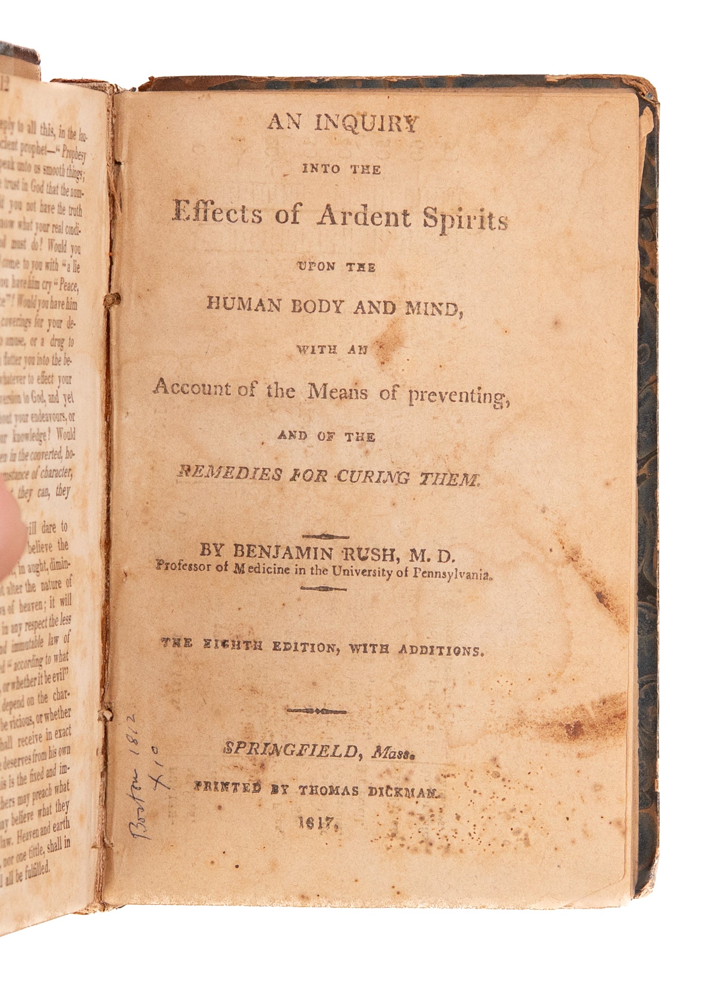 1817 BENJAMIN RUSH. Sammelband Including Rush on Ardent Spirits, Early Baptist and Dissenting Sermons, &c.