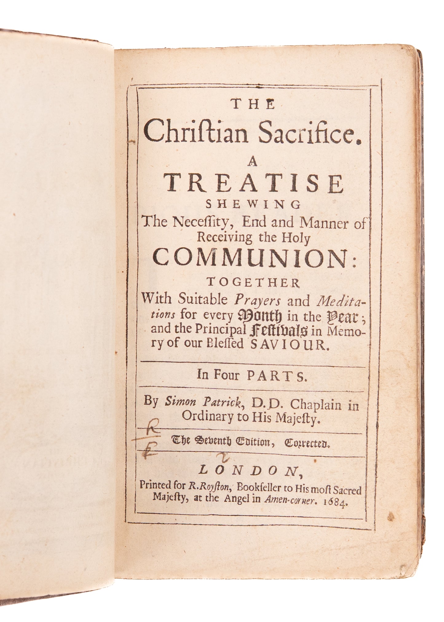 1684 SIMON PATRICK. Important 17th Century Work on Joy of the Lord's Supper. Influenced John Bunyan.