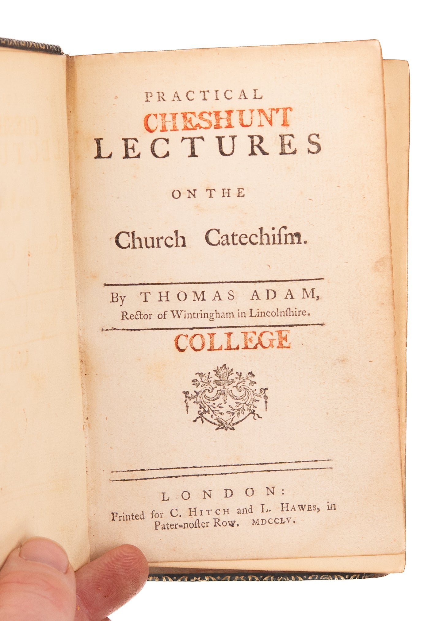 1755 SELINA, COUNTESS OF HUNTINGON. Interleaved Thomas Adam's Letures on the Catechism. Presentation.
