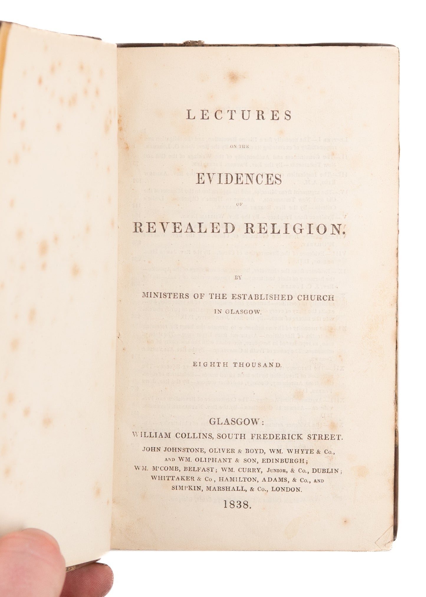 1838 APOLOGETICS & PHILOSOPHY. Rare Scottish Lectures on Evidences of Revealed Religion.