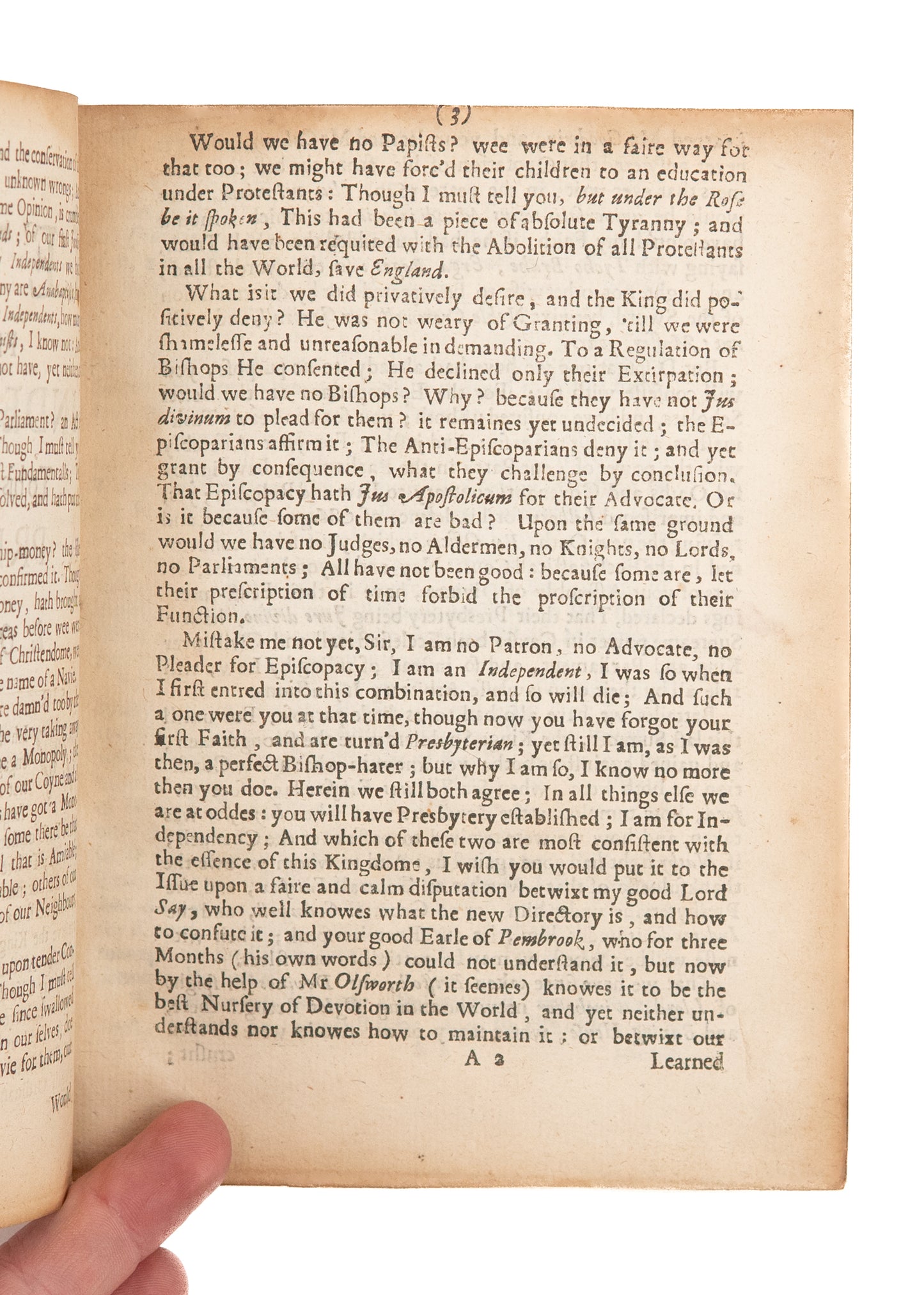 1645 THOMAS SWADLIN. Presbyterians Asked to Stop Civil War in Return for Liberty of Conscience.