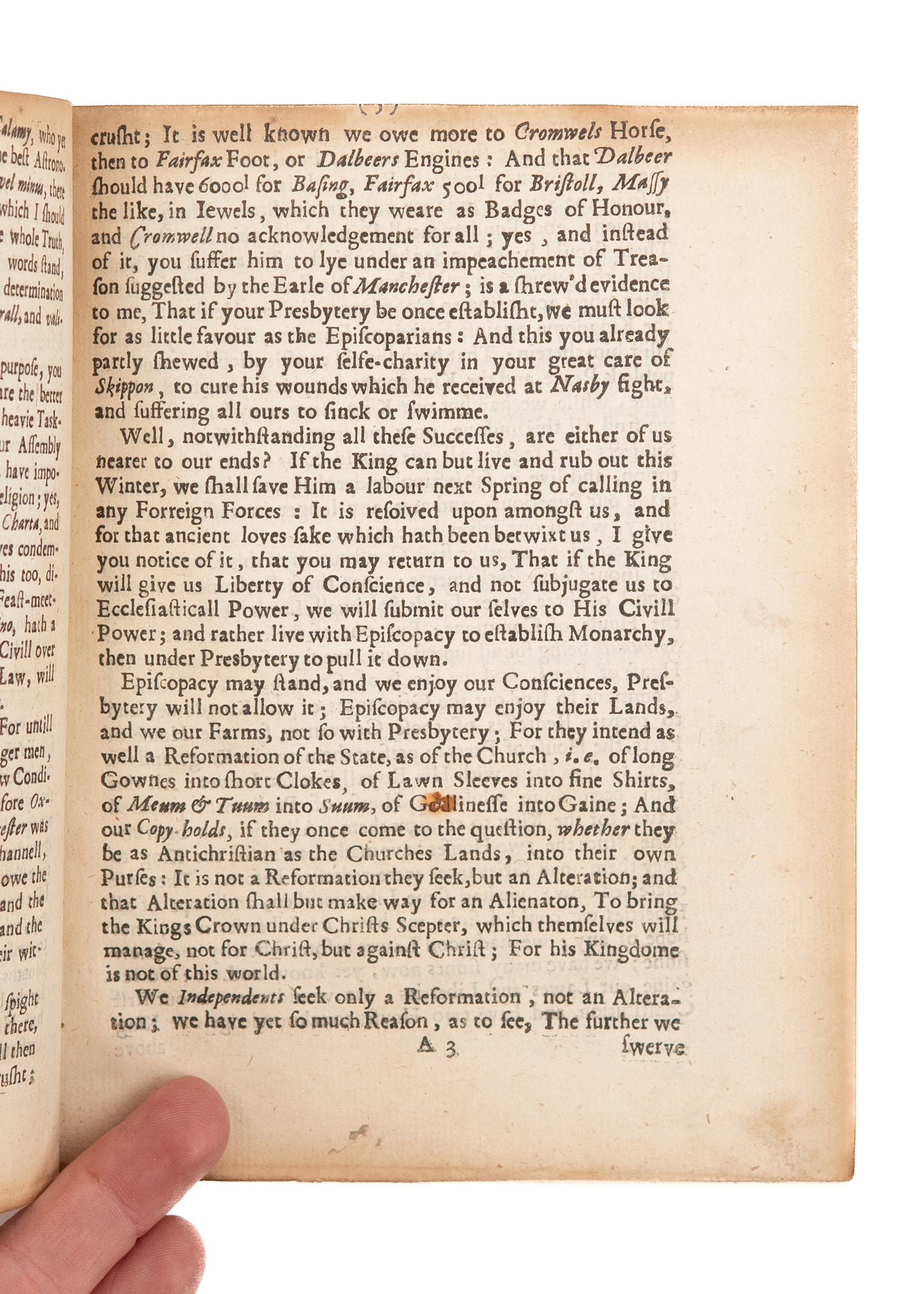 1645 THOMAS SWADLIN. Presbyterians Asked to Stop Civil War in Return for Liberty of Conscience.