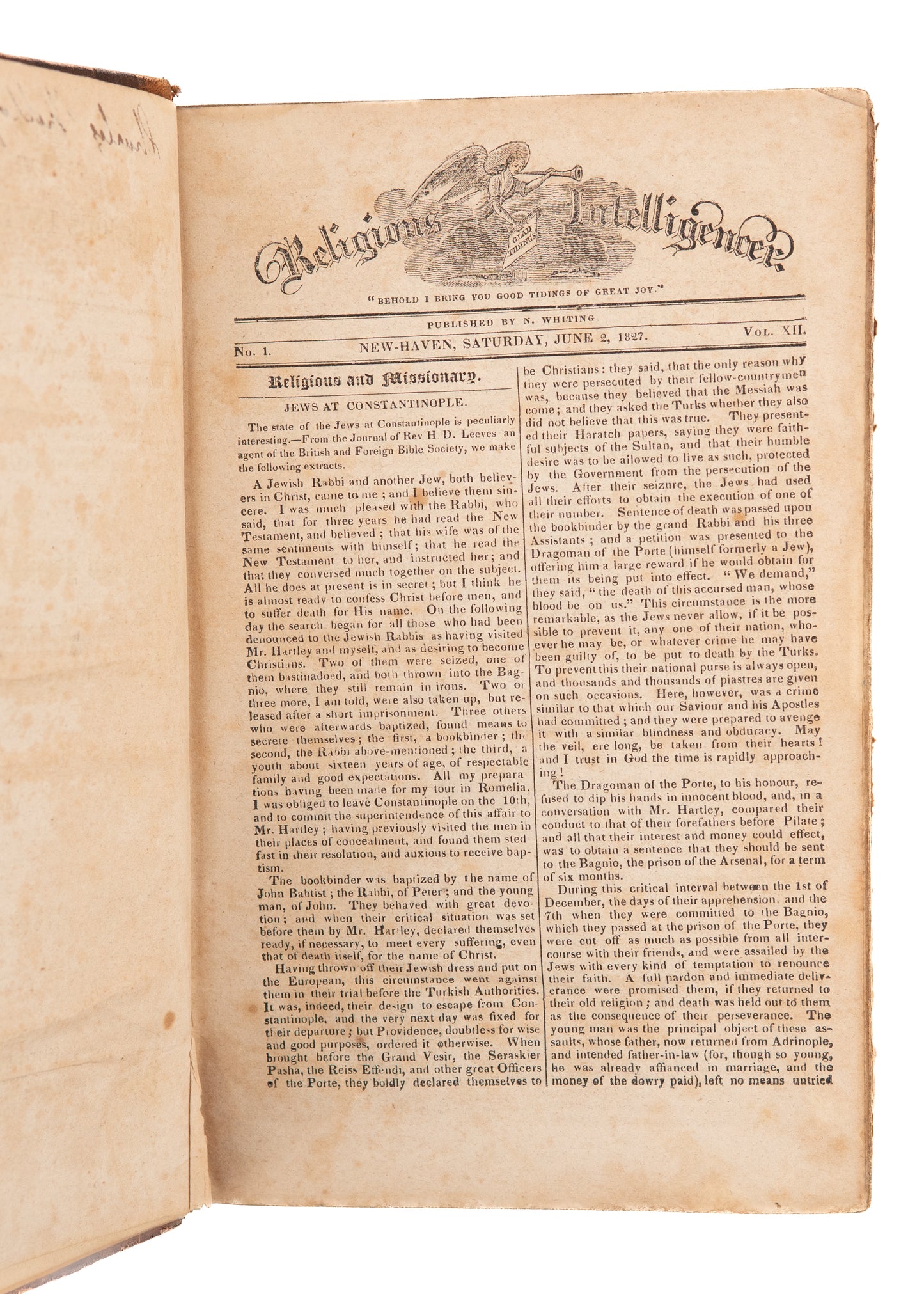 1828 Religious Revival Magazine. Finney Controversy, Revivals, Slavery, Adoniram Judson, &c.