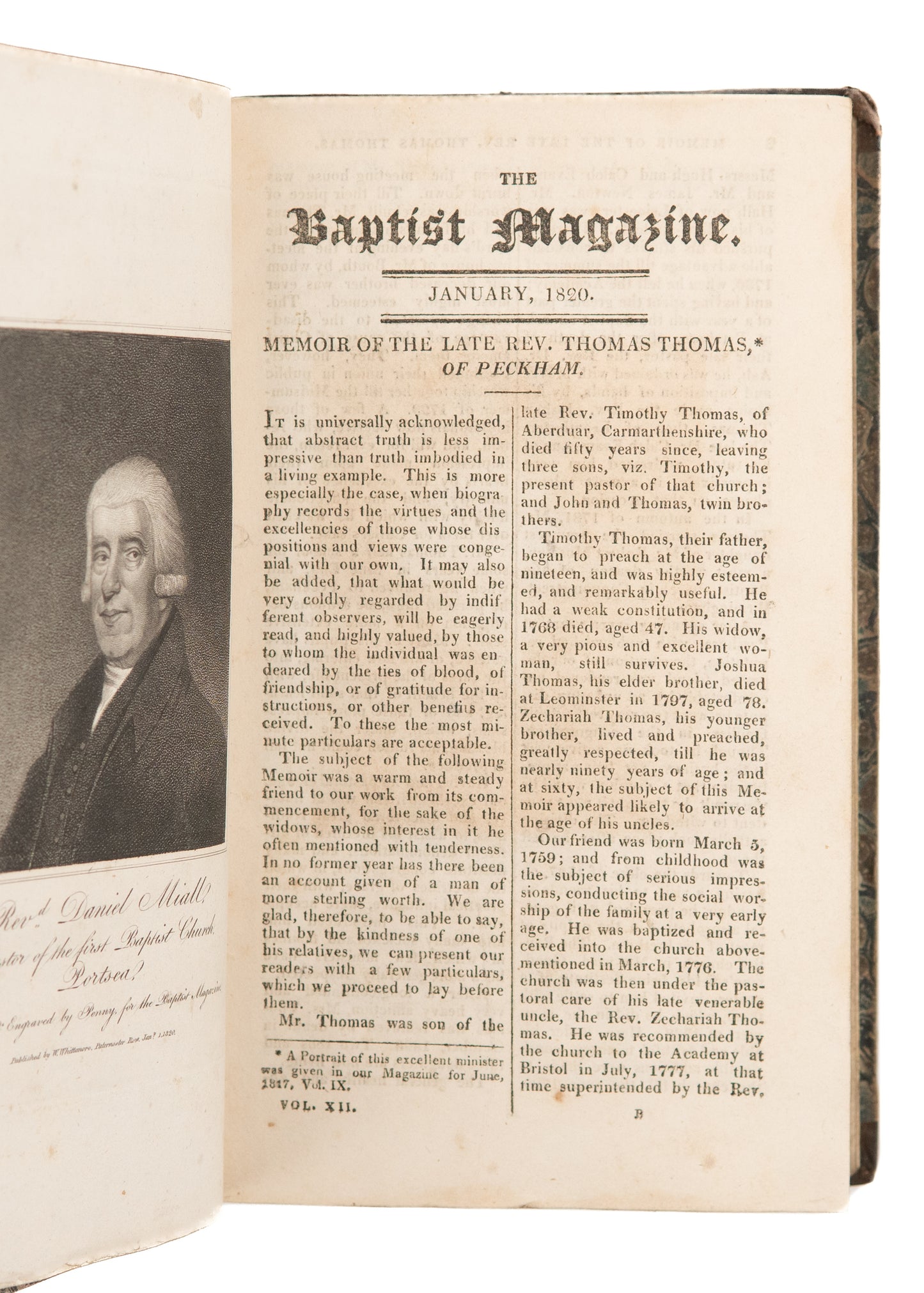 1820 BAPTIST MAGAZINE. Superb Provenance. Missions, Slavery, Religious Liberty &c.