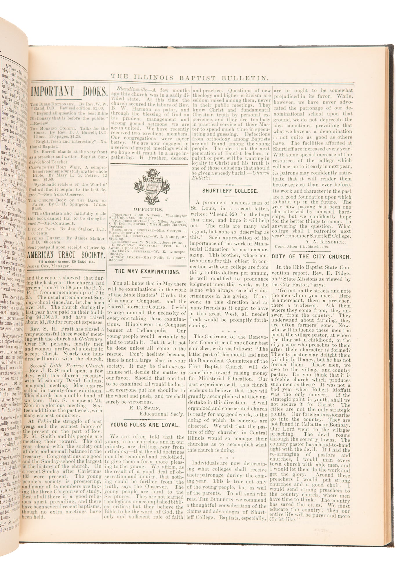 1892-1898 ILLINOIS BAPTIST BULLETIN. Rare Six Years of Revival, Missions, Baptist History, etc.