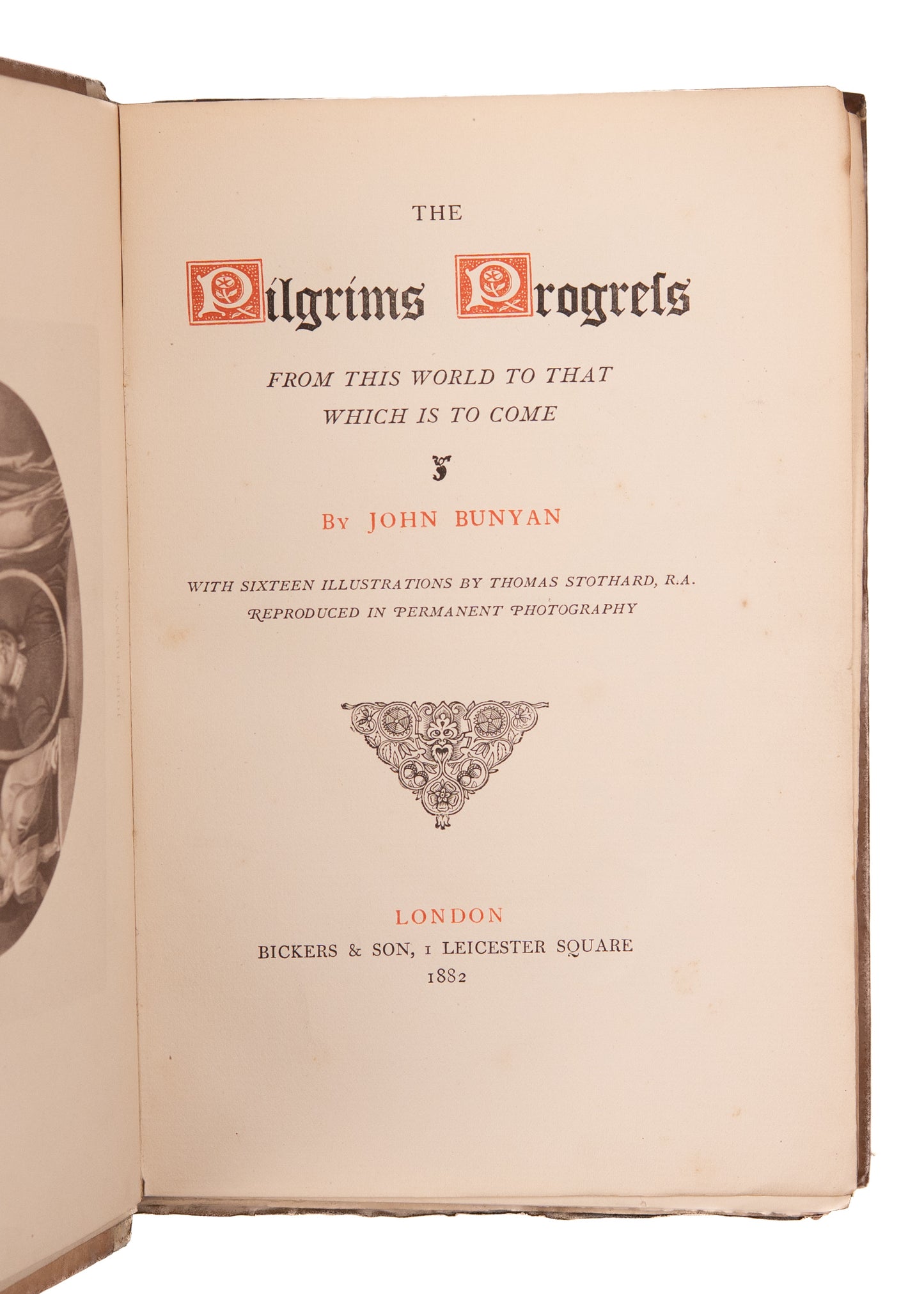 1882 JOHN BUNYAN. Pilgrims Progress. Rare Large Paper Limited Edition w/ Plates by Thomas Stothard.