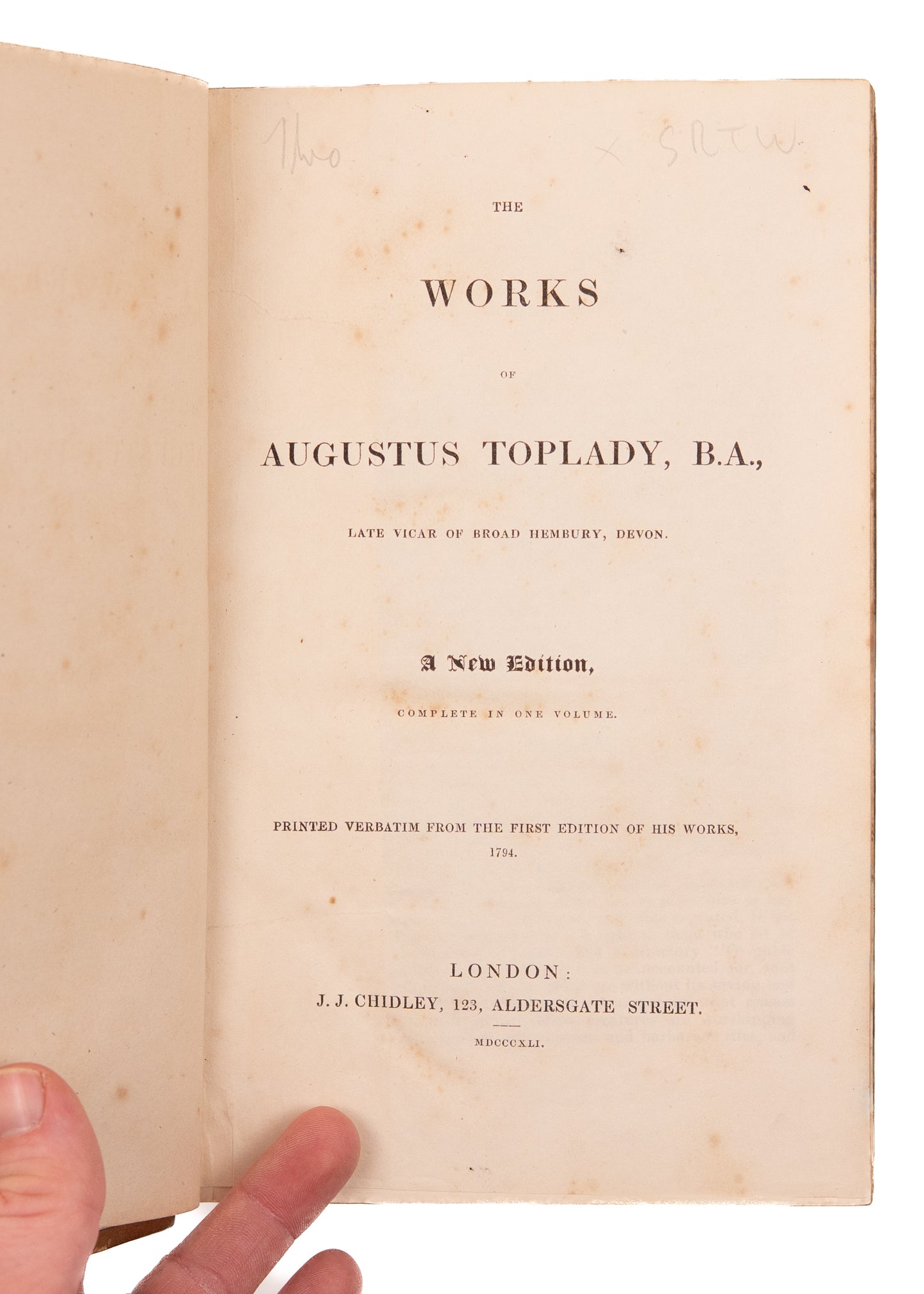 1861 AUGUSTUS TOPLADY. The Calvinist - Reformed Works of Augustus Toplady in Fine Full Leather Binding.