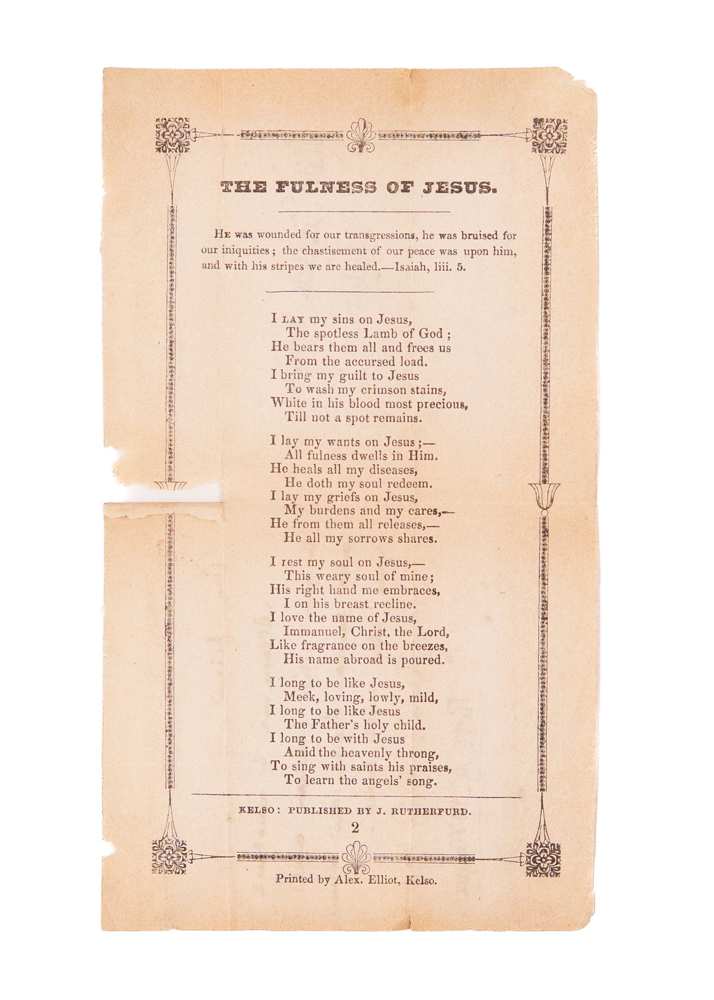 1843 ROBERT MURRAY M'CHEYNE. Rare Original Autograph Letter Written Just Prior to His Death.
