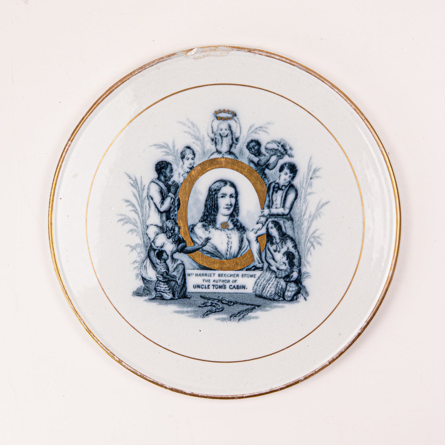 c.1853 HARRIET BEECHER STOWE. Uncle Tom's Cabin Anti-Slavery Transferware Porcelain.