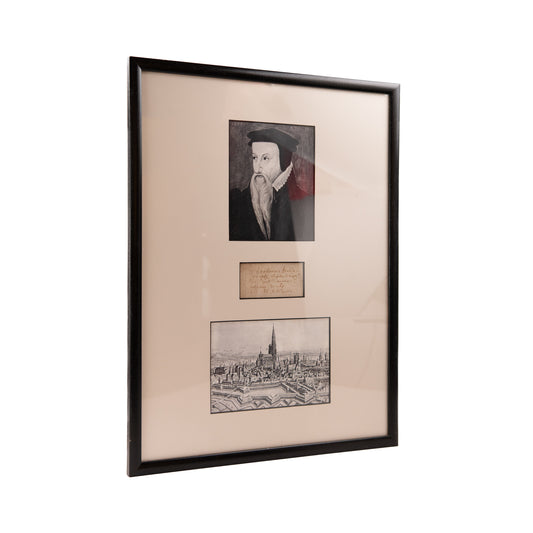 1574 THEODORE BEZA. Fine Autographed Inscription to the Suffering Reformation Protestants of Strasbourg