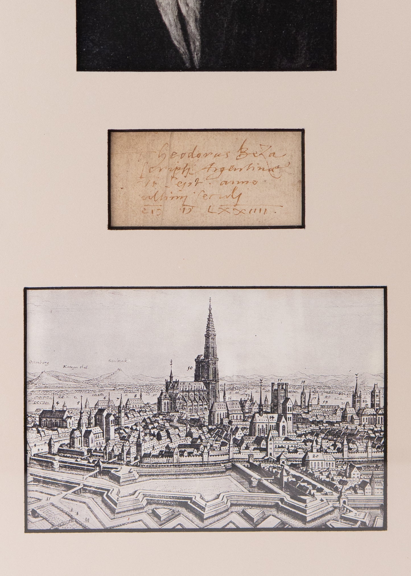 1574 THEODORE BEZA. Fine Autographed Inscription to the Suffering Reformation Protestants of Strasbourg