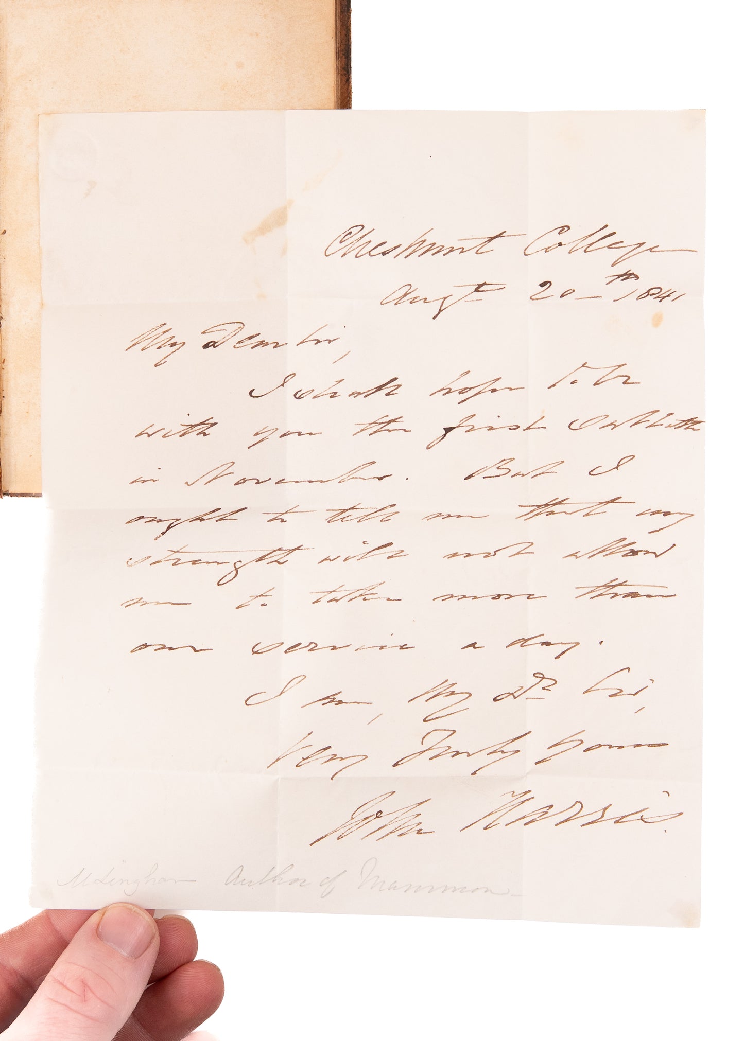 1844 JOHN HARRIS. Mammon; Or, The Sin of Covetousness. With Original Autograph Letter.