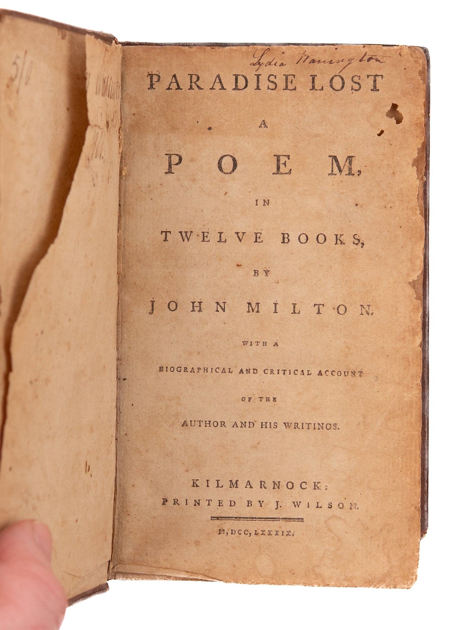 1789 JOHN MILTON. Paradise Lost - Early Scottish Edition - Same Printing Owned by Robert Burns.