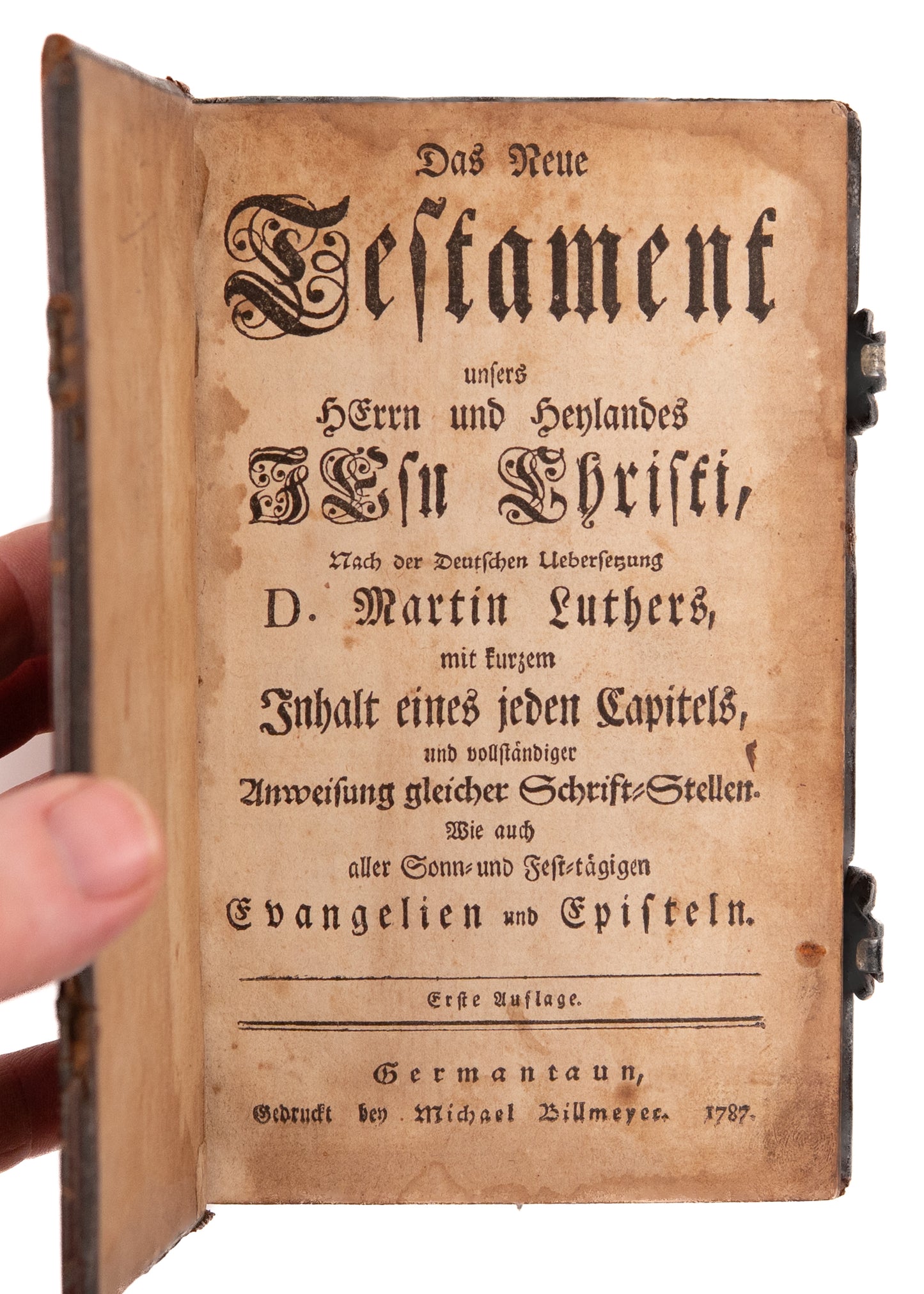 1787 MICHAEL BILLMEYER. Das Neue Testament - Rare First Billmeyer American - German Imprint.