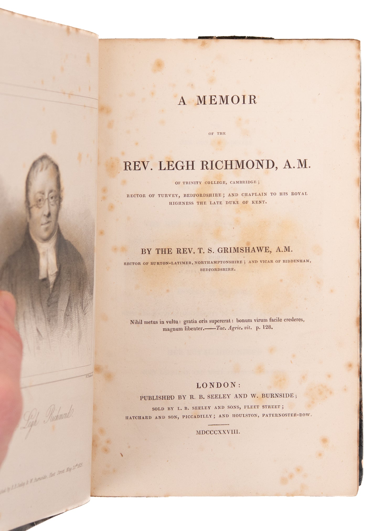 1828 LEGH RICHMOND. Memoir of an Abolitionist and a Godly Divine - w/Autograph MSs.
