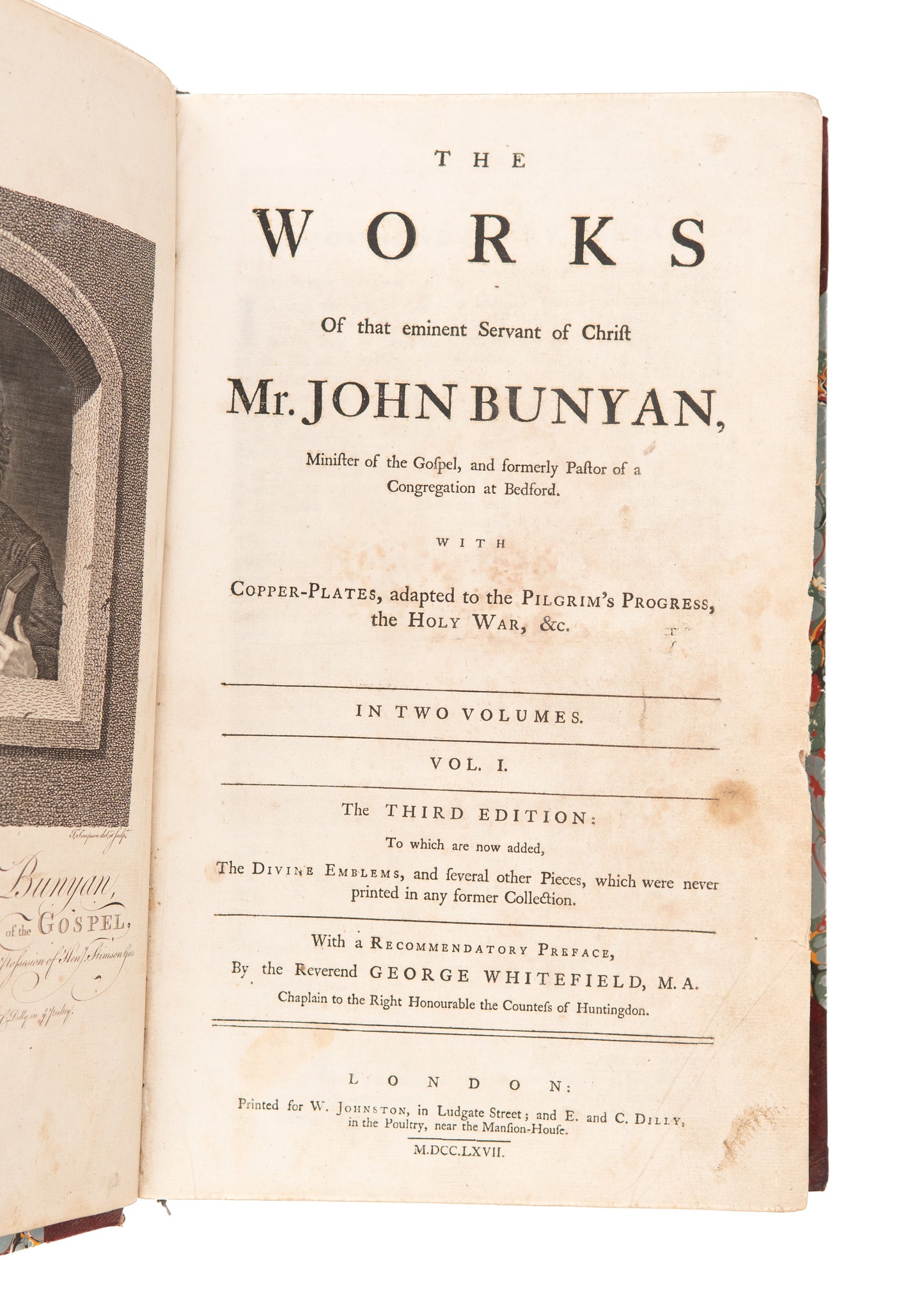 1767 GEORGE WHITEFIELD - JOHN BUNYAN. The Works of John Bunyan. 15 Inch Tall Folios!