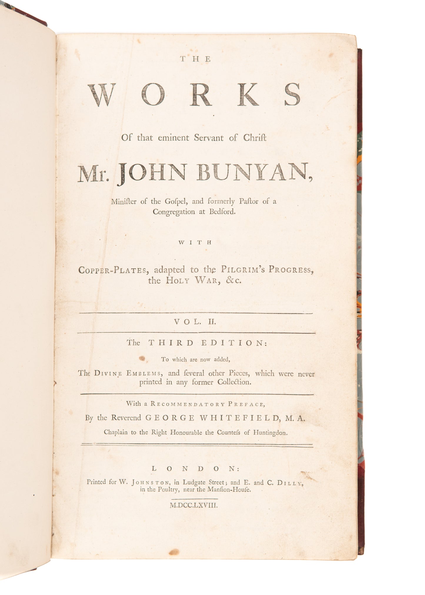 1767 GEORGE WHITEFIELD - JOHN BUNYAN. The Works of John Bunyan. 15 Inch Tall Folios!