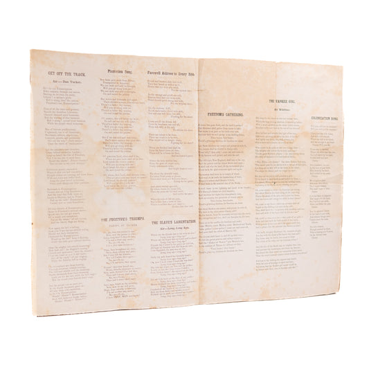 1844 ANTI-SLAVERY. Very Rare Broadside Song Sheet for 1840's Anti-Slavery Gathering.