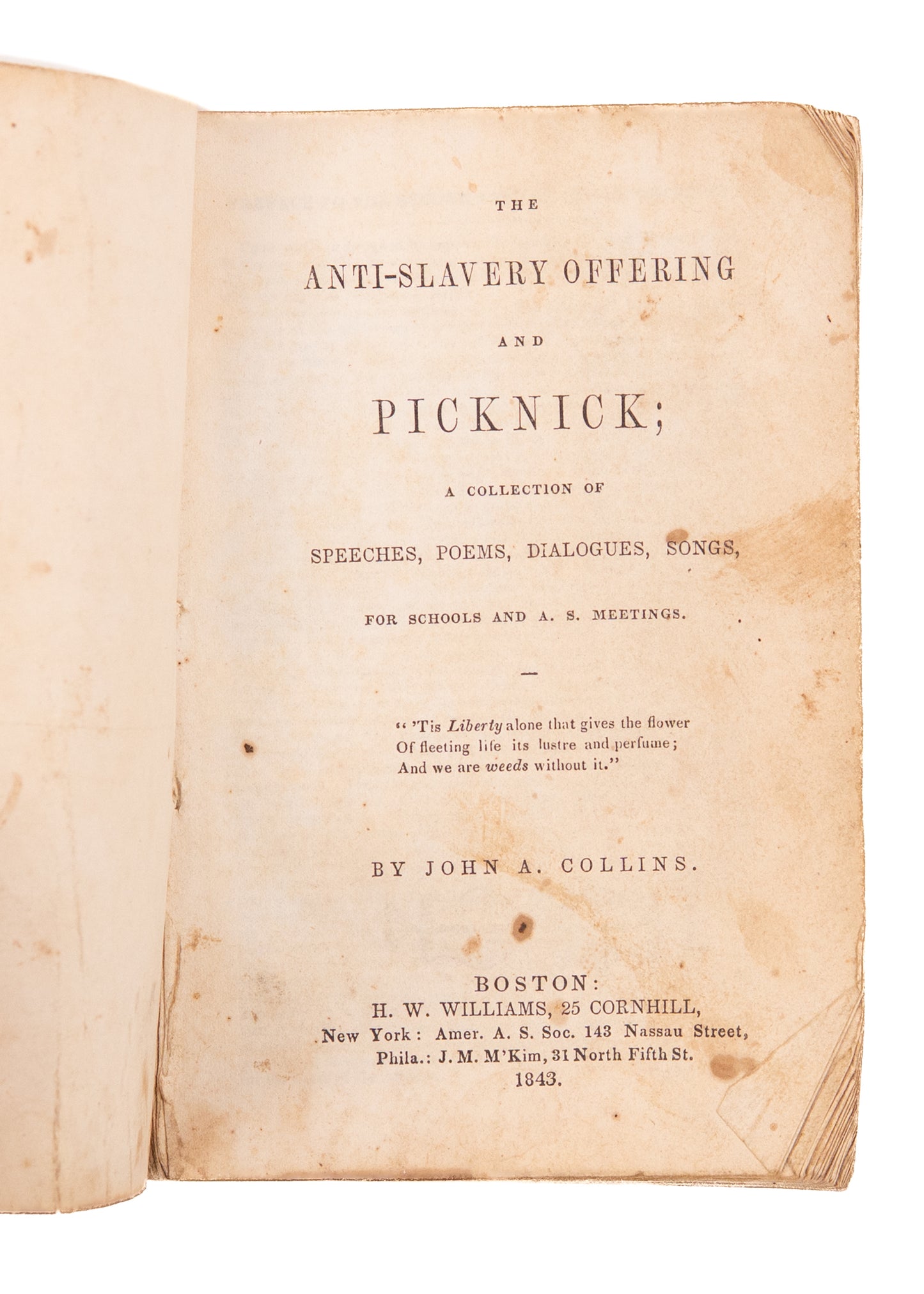 1843 ANTI-SLAVERY. The Anti-Slavery Offering. 12 Months Complete with Original Abolitionist Contributions.